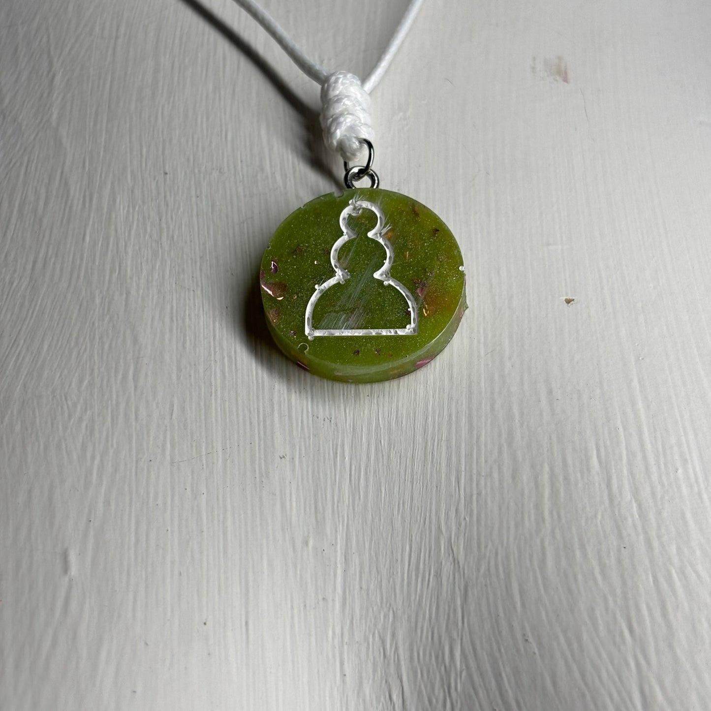 Clean Green Pawn - Handmade Resin Chess Necklace
