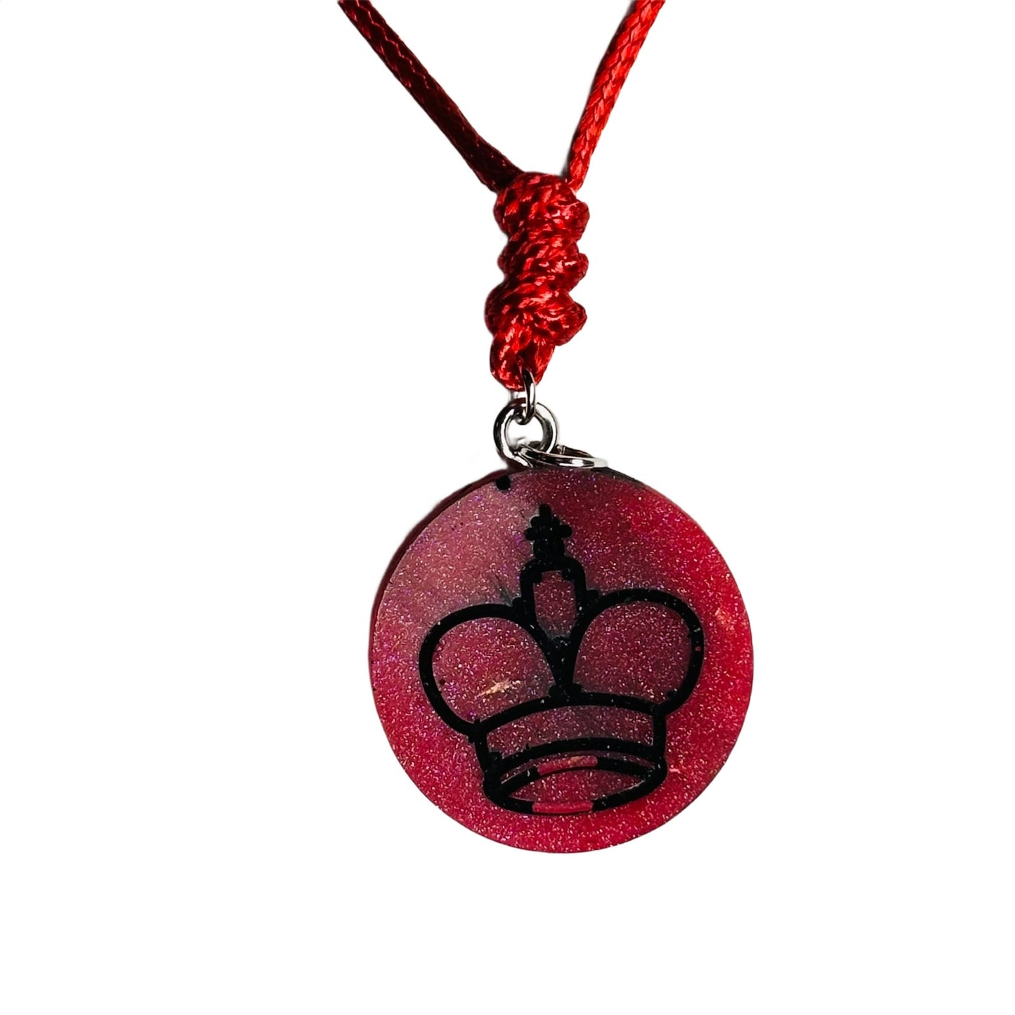 Folded Red King - Handmade Resin Chess Necklace