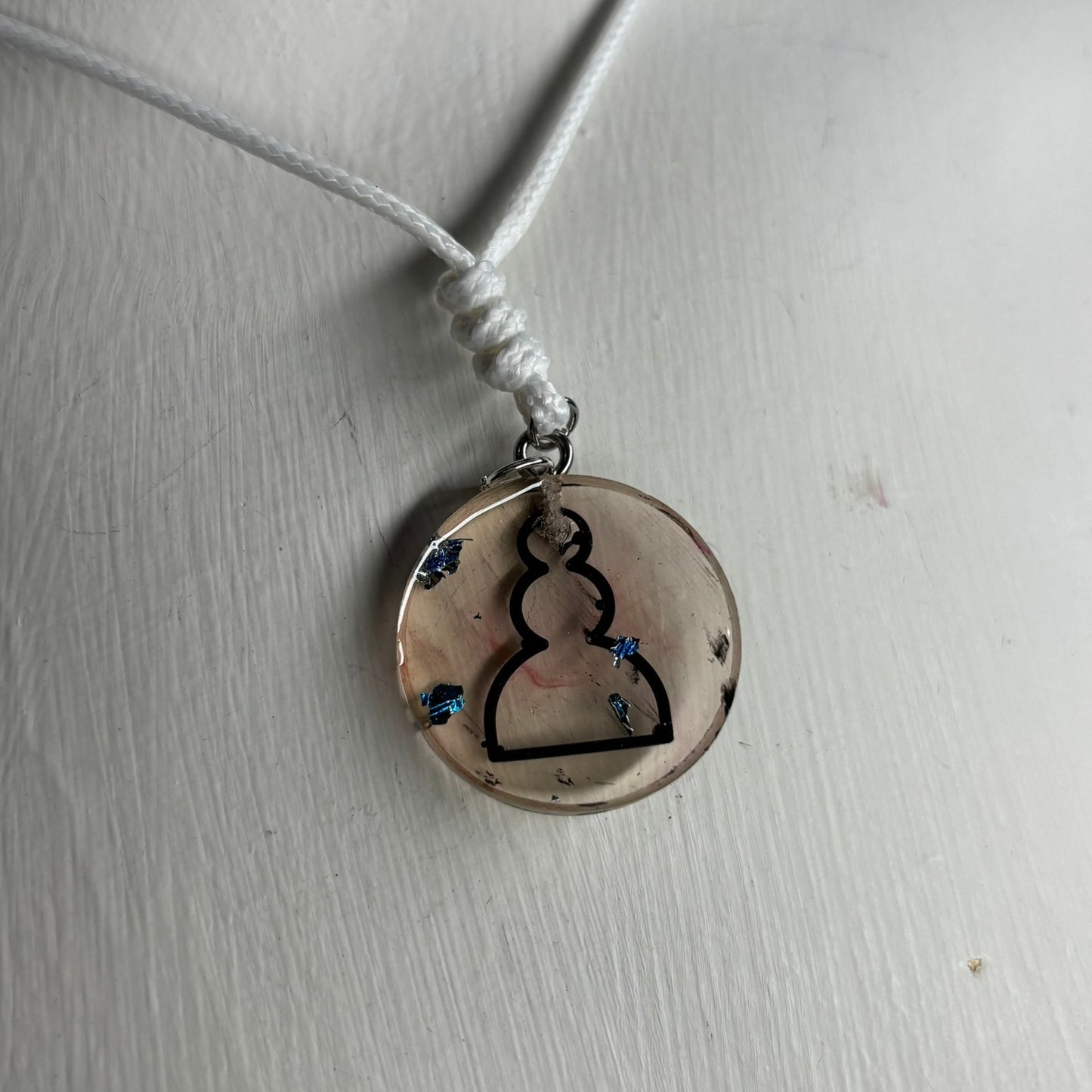 Transparent Champagne Pawn - Handmade Resin Chess Necklace