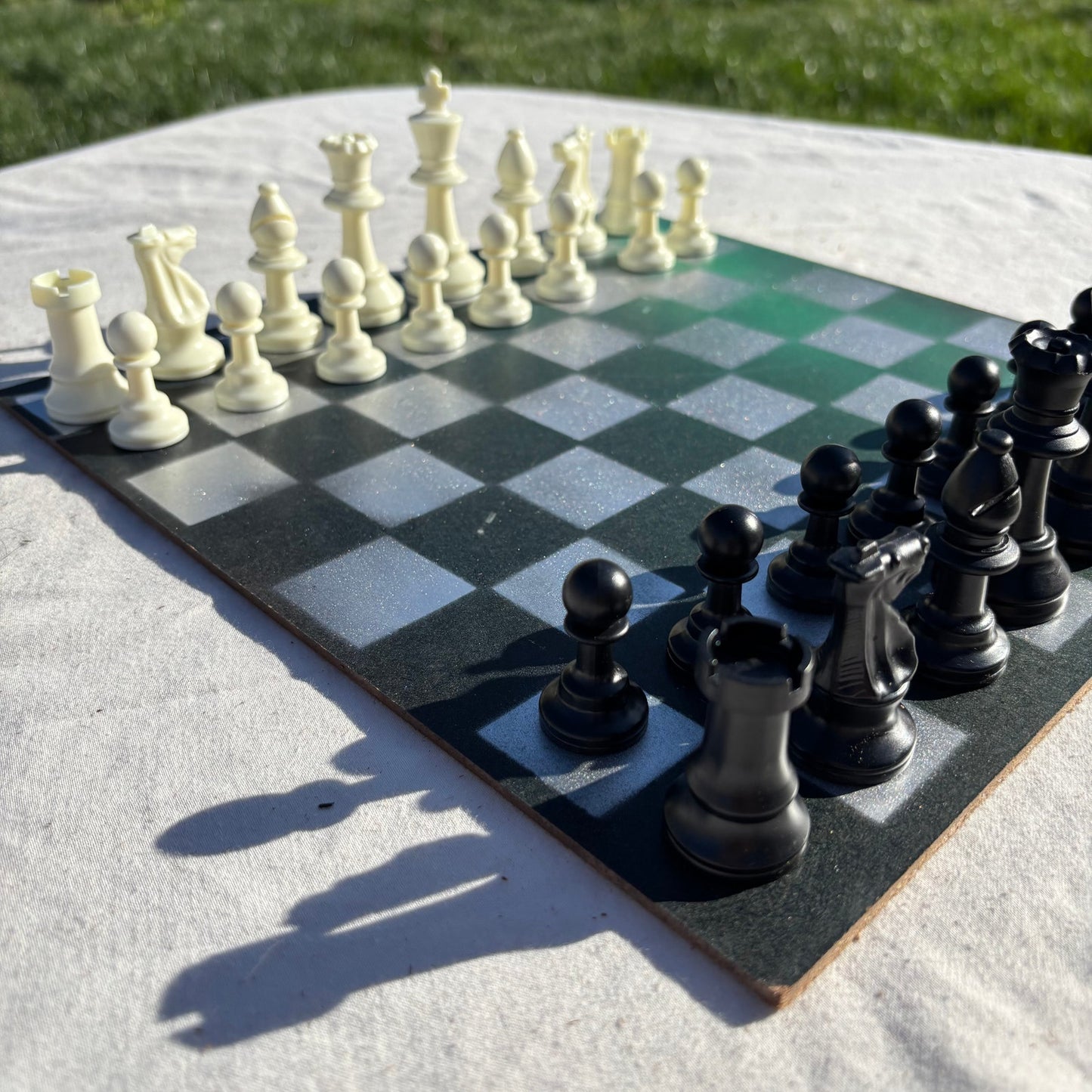 Chrome Green - Painted Chess Set