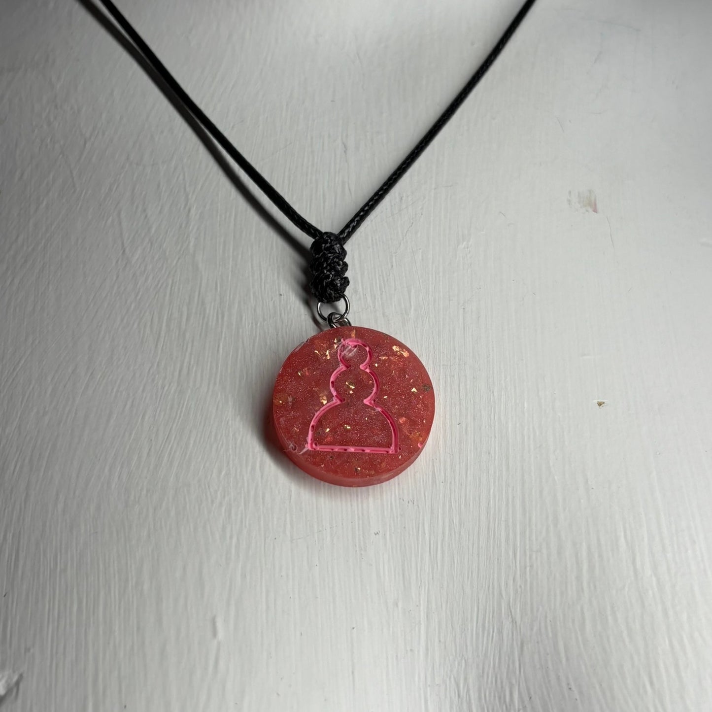 Crystal Red Pawn - Handmade Resin Chess Necklace