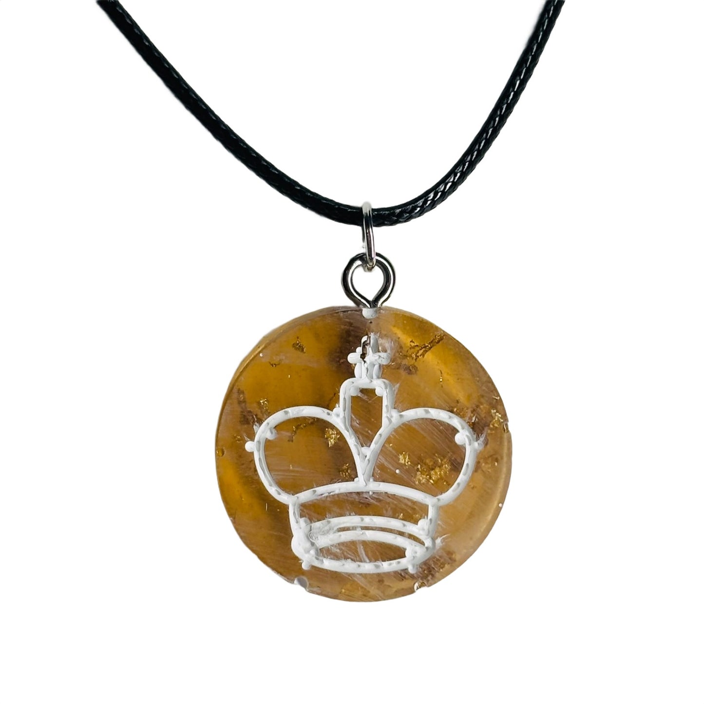 Amber King - Handmade Resin Chess Necklace