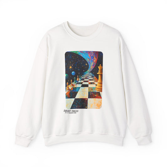 Chess In Space - White Chess Crewneck Sweater