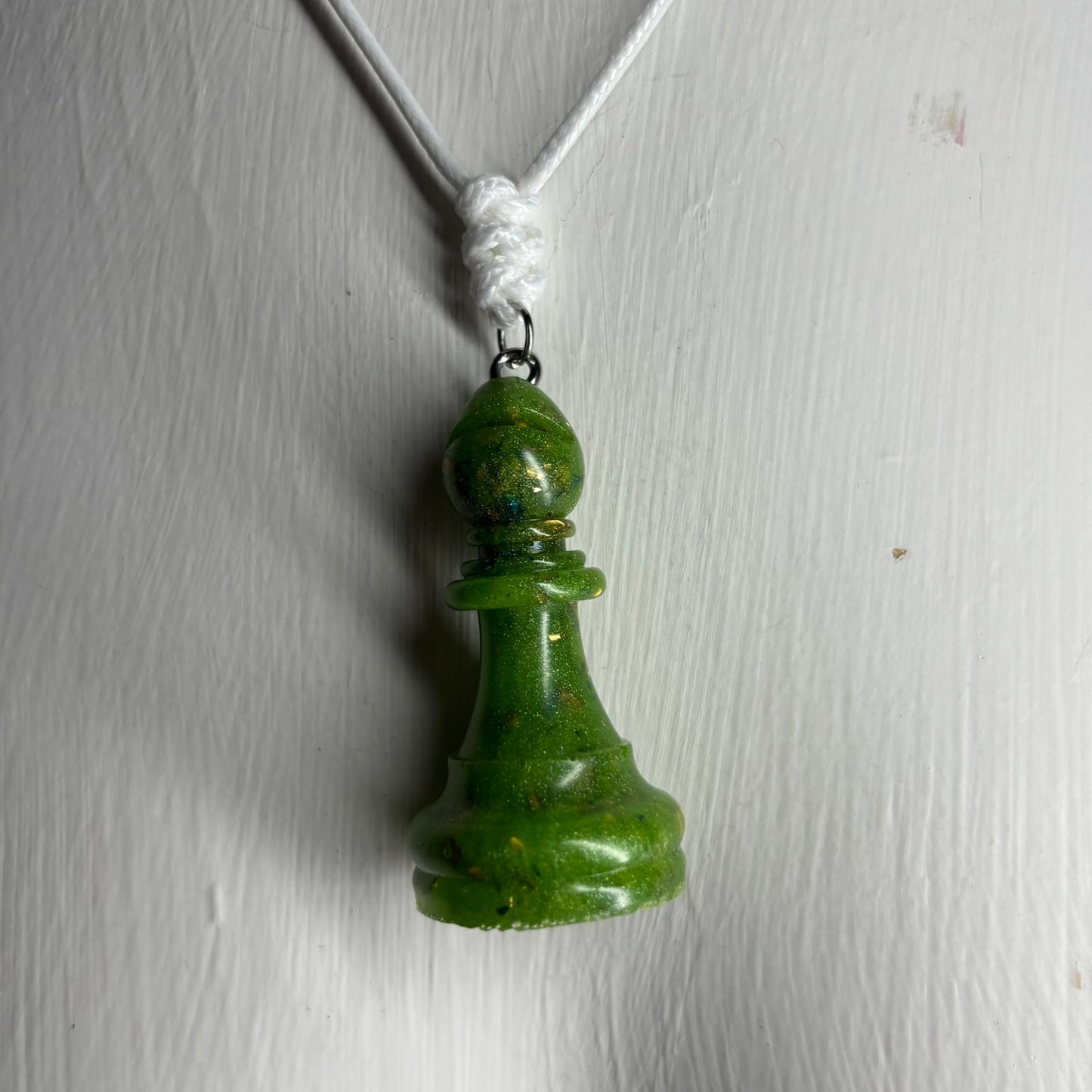 Green Crystal Bishop - Handmade Resin Chess Necklace