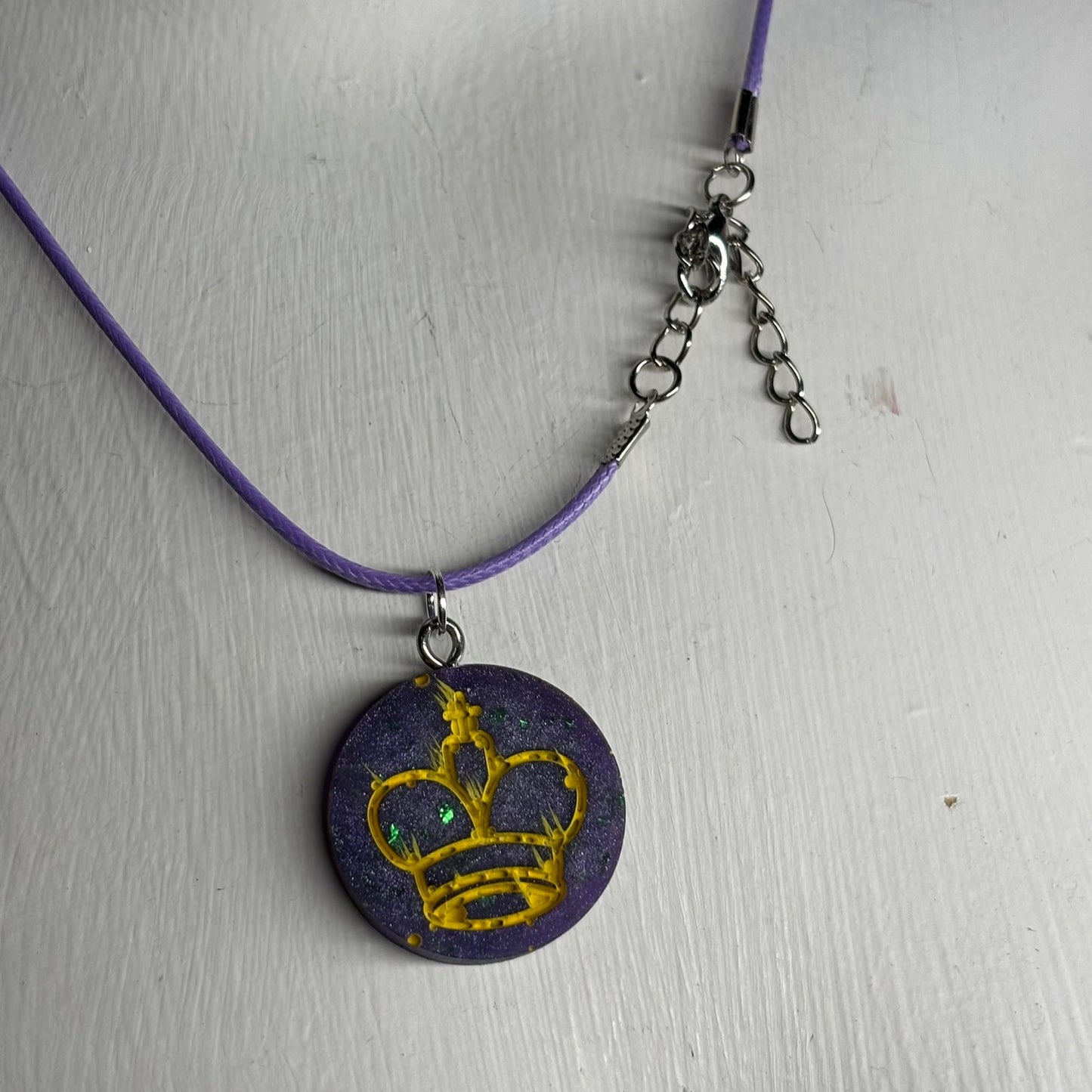 Purple Crystal King - Handmade Resin Chess Necklace