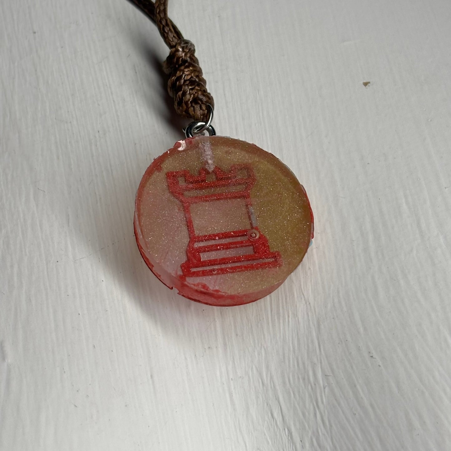 Vintage Rook - Handmade Resin Chess Necklace
