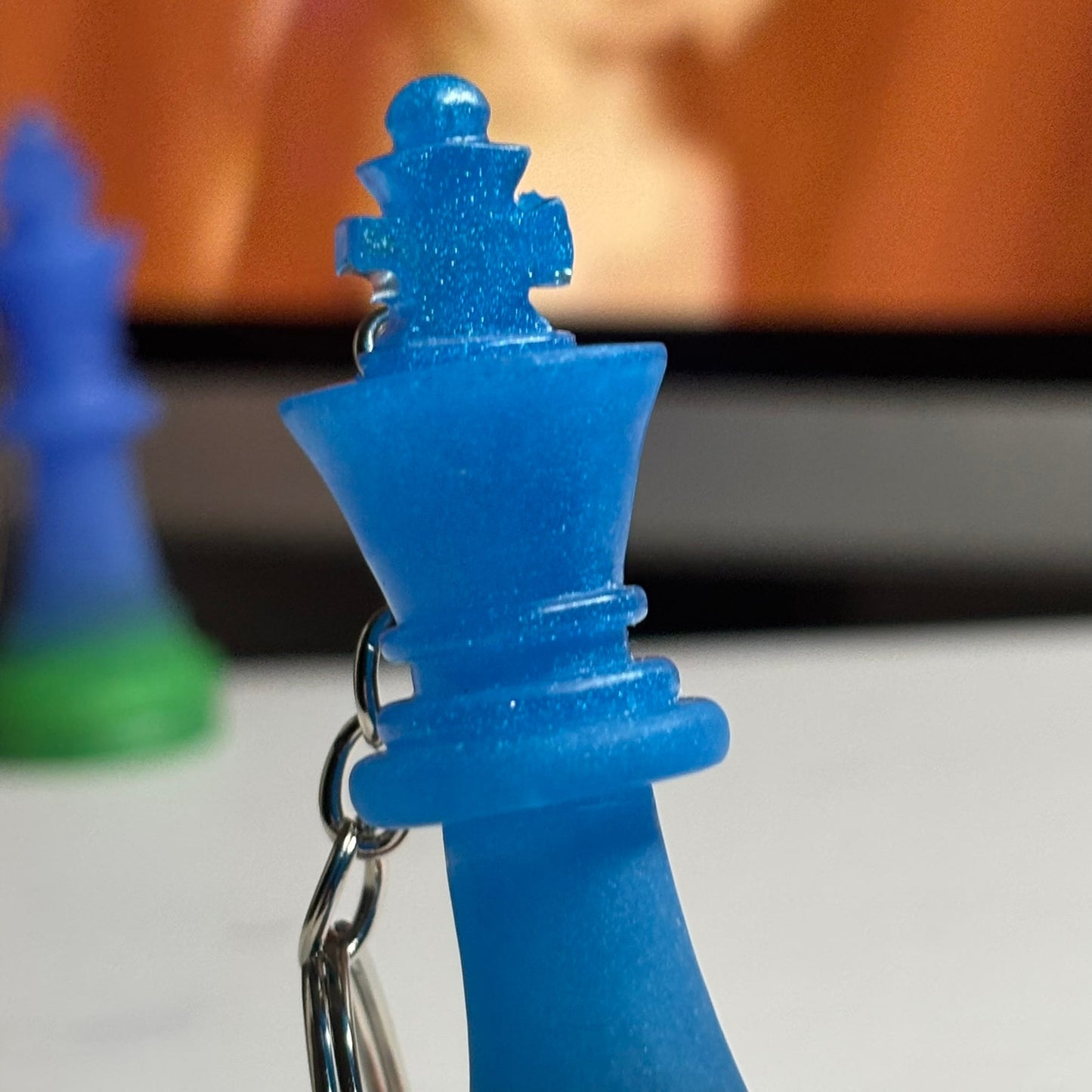 Blue Slanted King - Handmade Resin Keychain