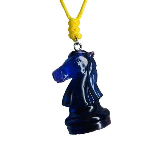 Translucent Purple Knight - Handmade Resin Chess Necklace