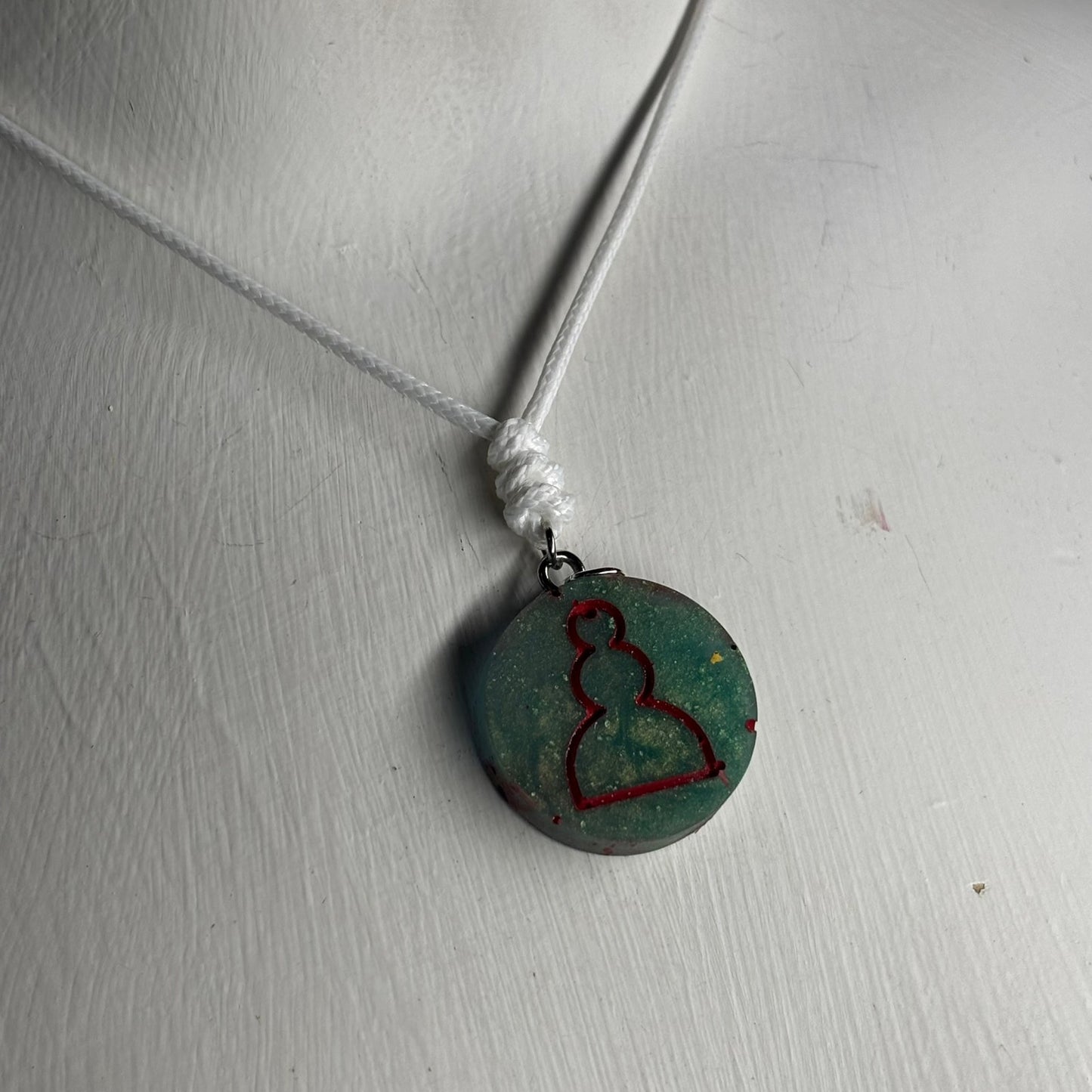 Aqua Green Pawn - Handmade Resin Chess Necklace