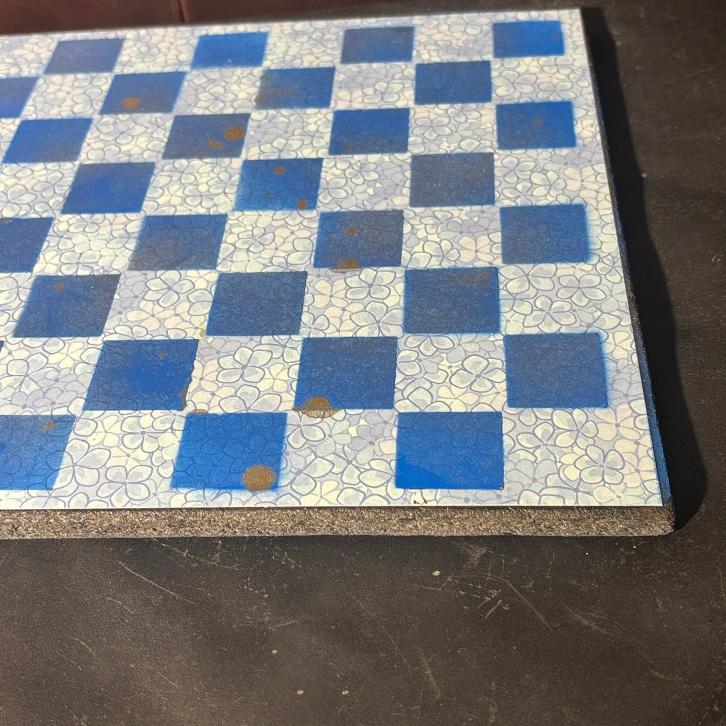 Metallic Blue Flowers - Scrapbook Chess Board