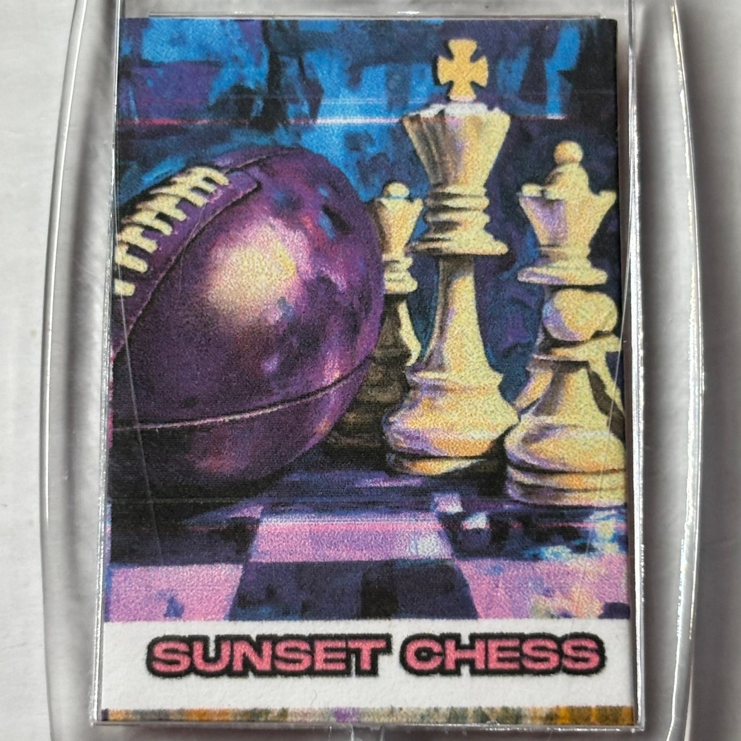 Purple Football - Chess  Photo Keychain
