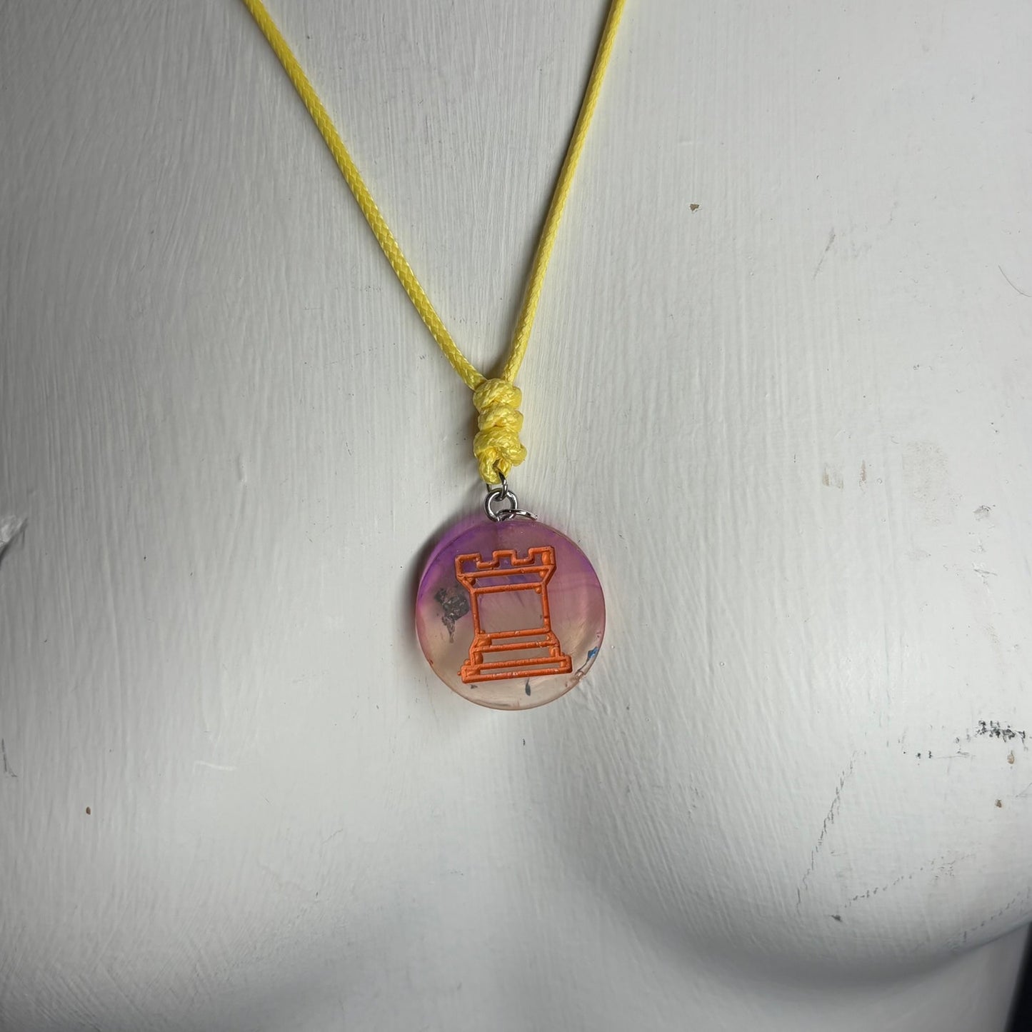 Translucent Rook - Handmade Resin Chess Necklace