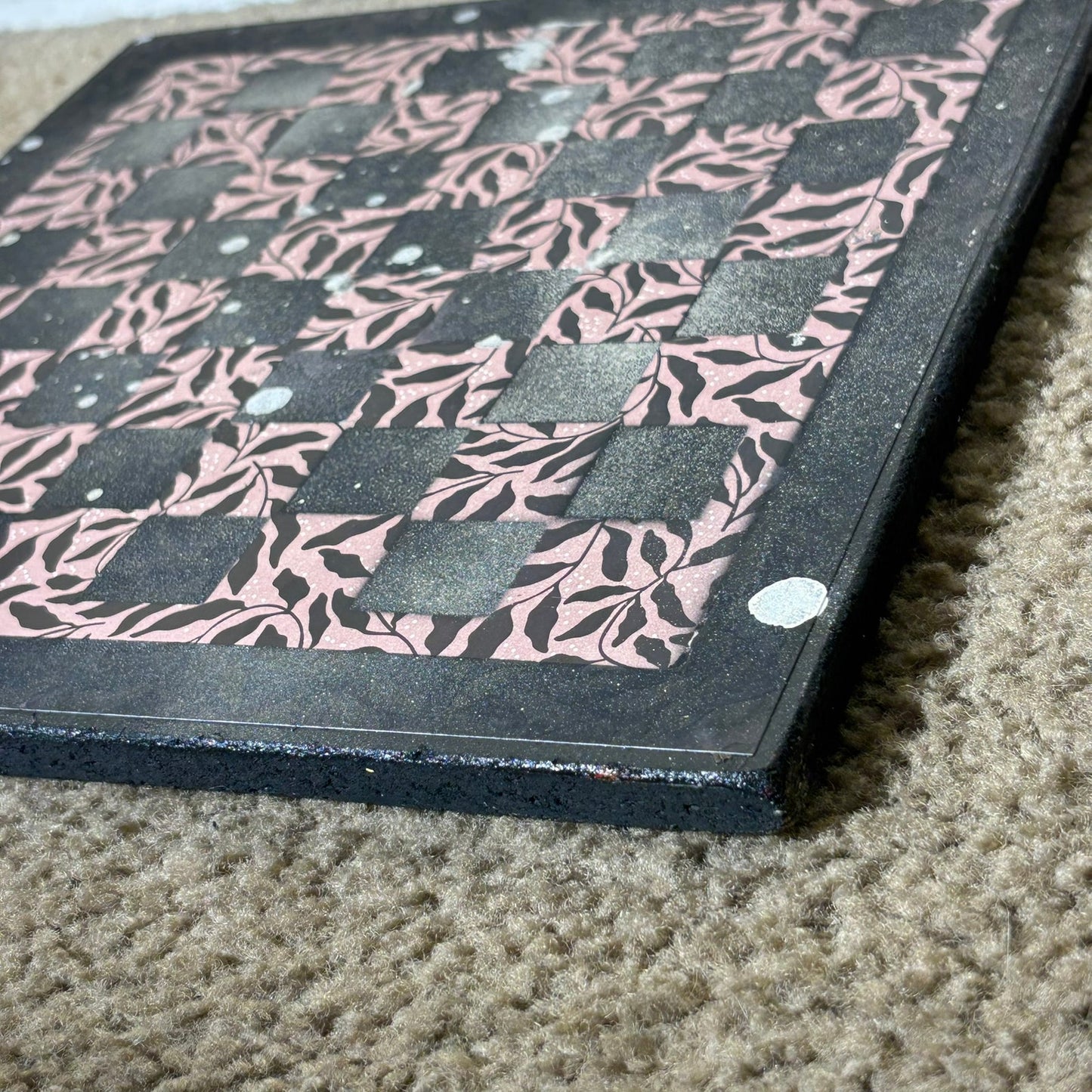 Peach Black Flowers - Scrapbook Chess Board