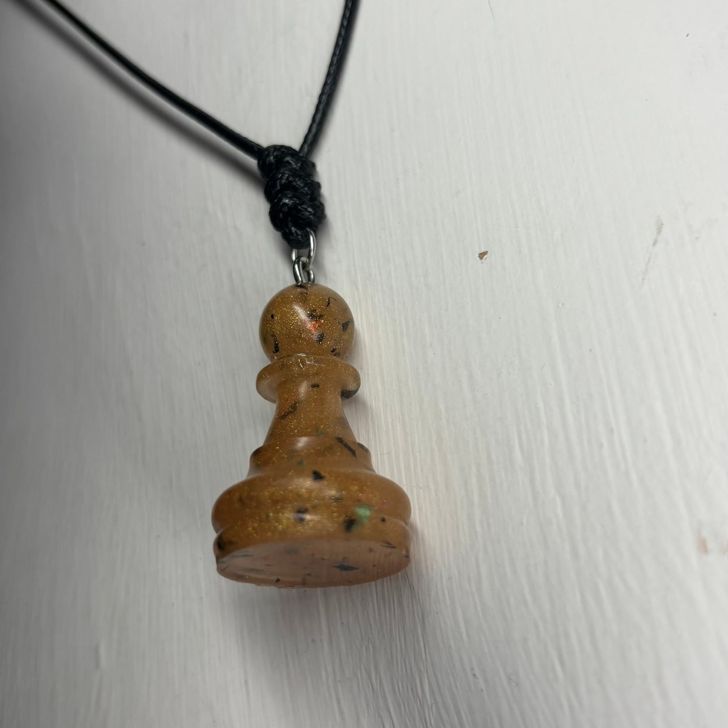 Spotted Gold Pawn - Handmade Resin Chess Necklace
