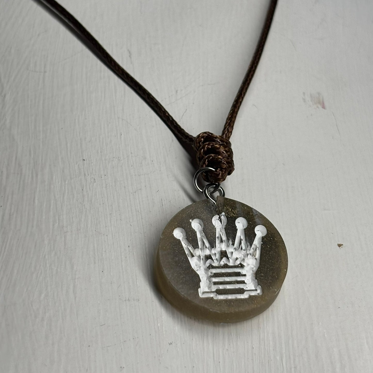 Dirty Green Queen - Handmade Resin Chess Necklace
