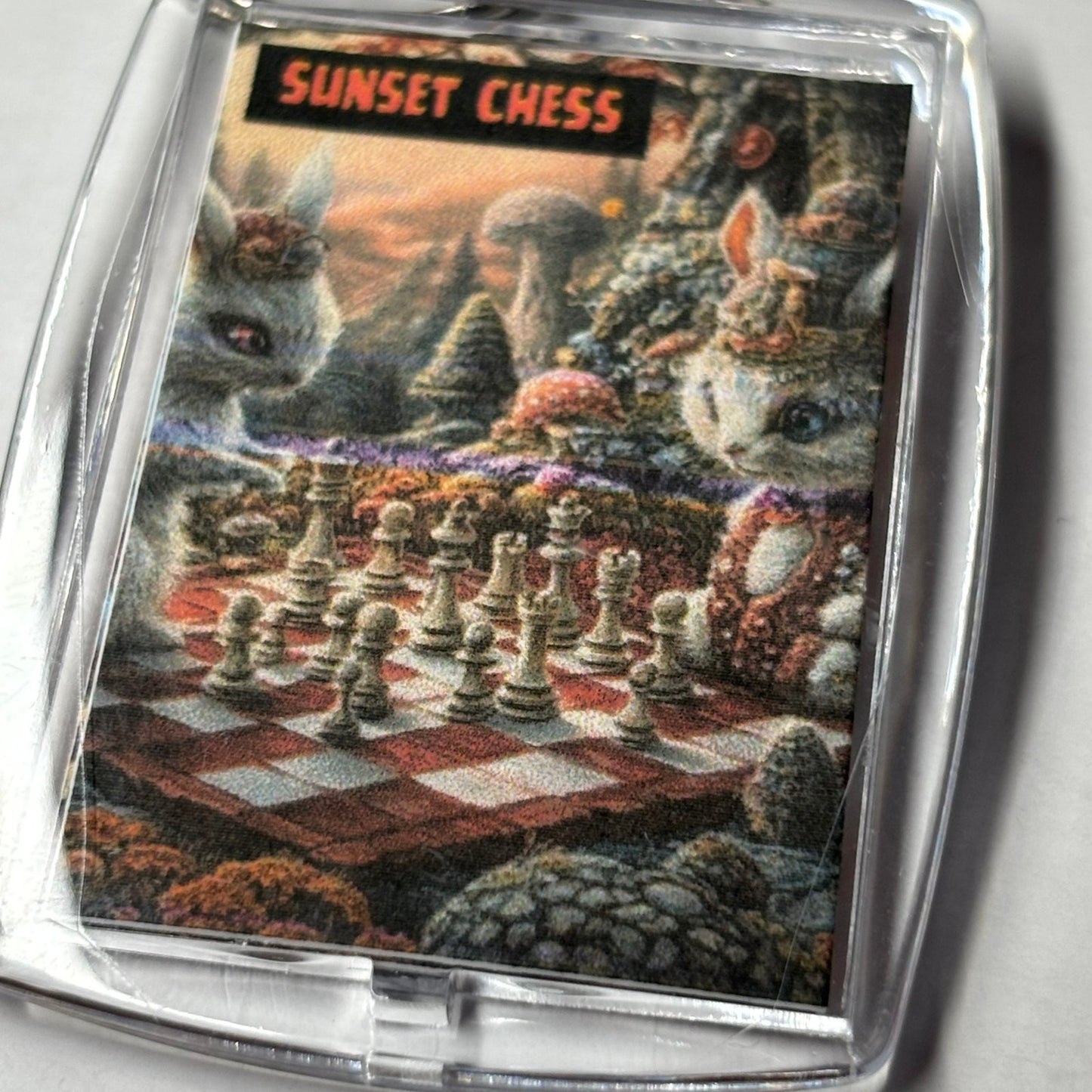 Cute Fantasy - Sunset Chess Photo Keychain