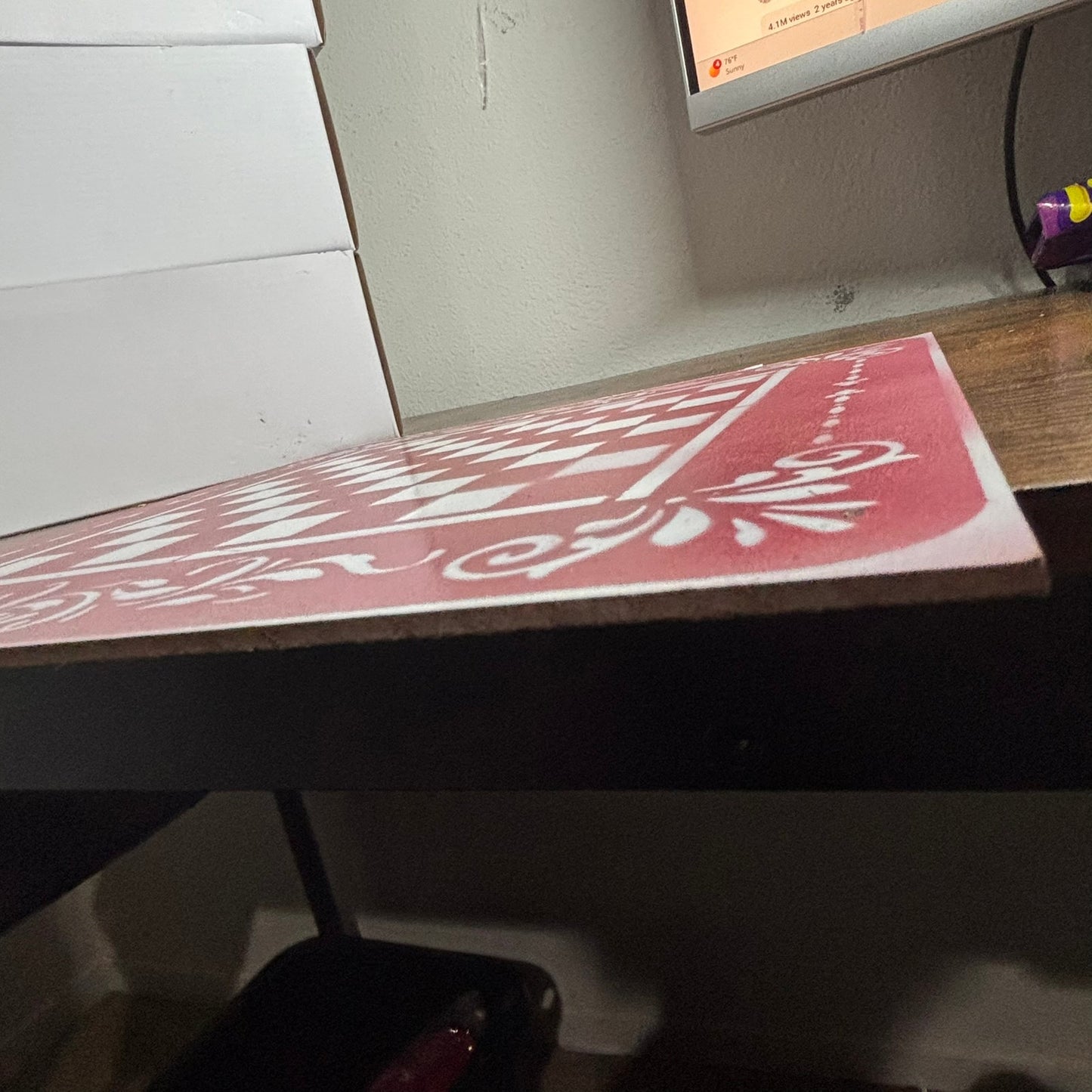 Red & White - Painted Chess Board