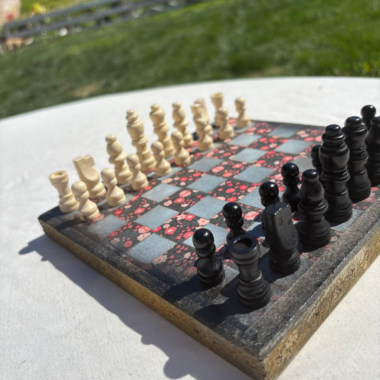 Vintage Flowers - Scrapbook Chess Set