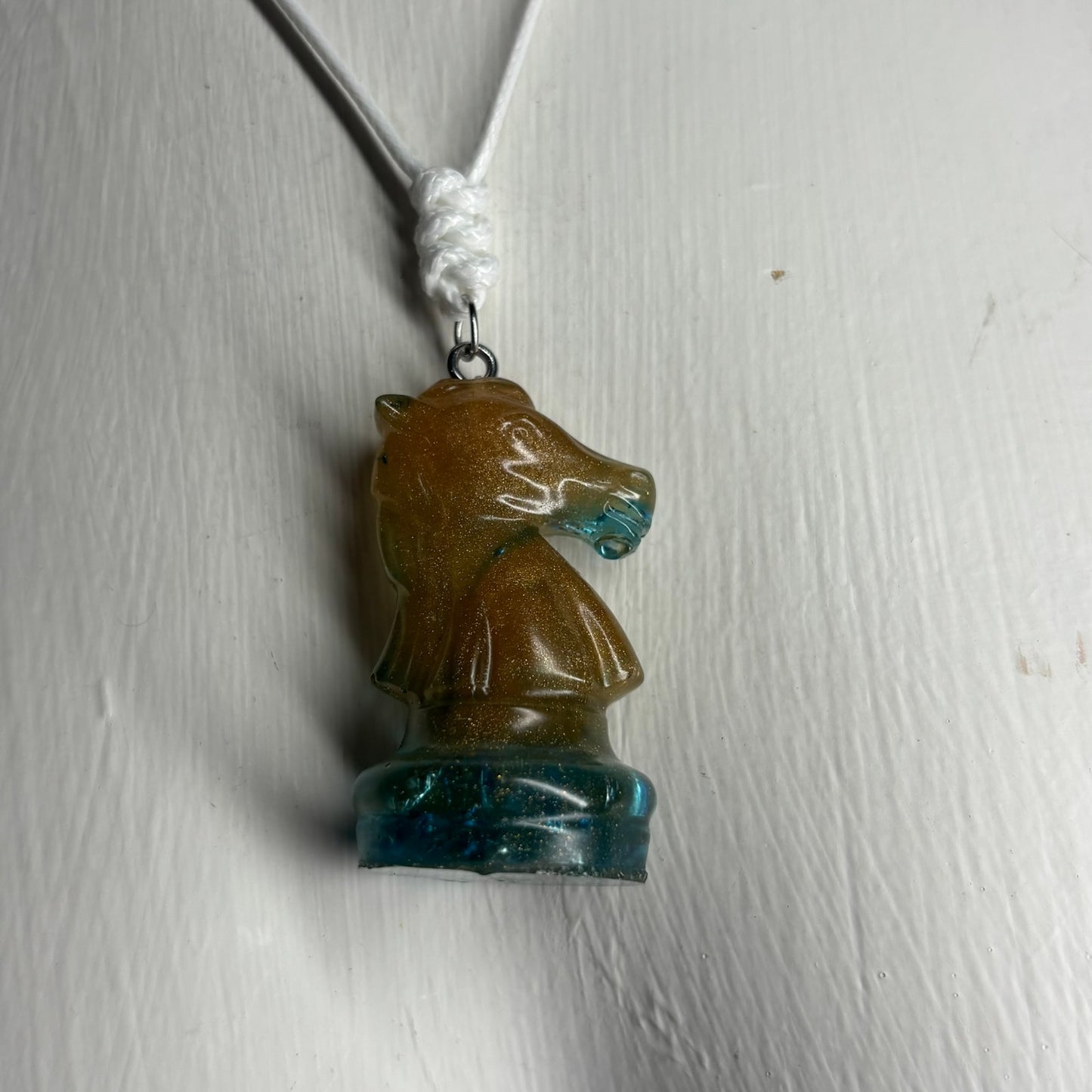Royal Brown/Green Knight - Handmade Resin Chess Necklace