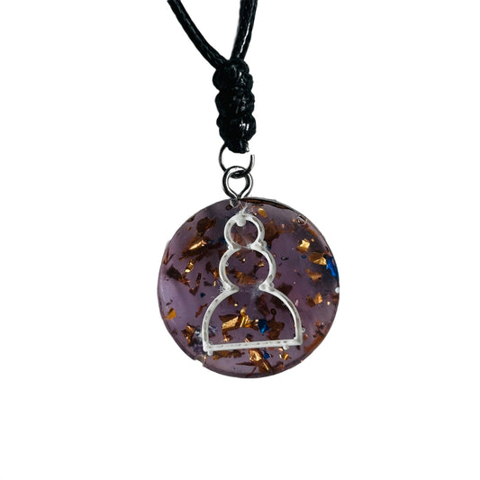 Purple Crystal Pawn - Handmade Resin Chess Necklace