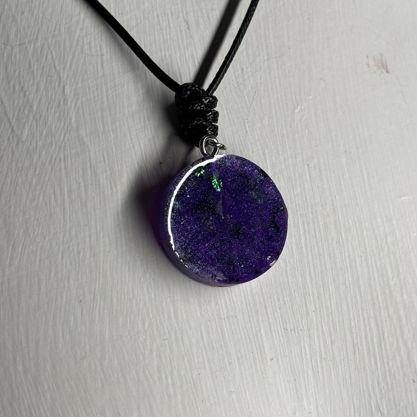 Purple Crystal Pink King - Handmade Resin Chess Necklace