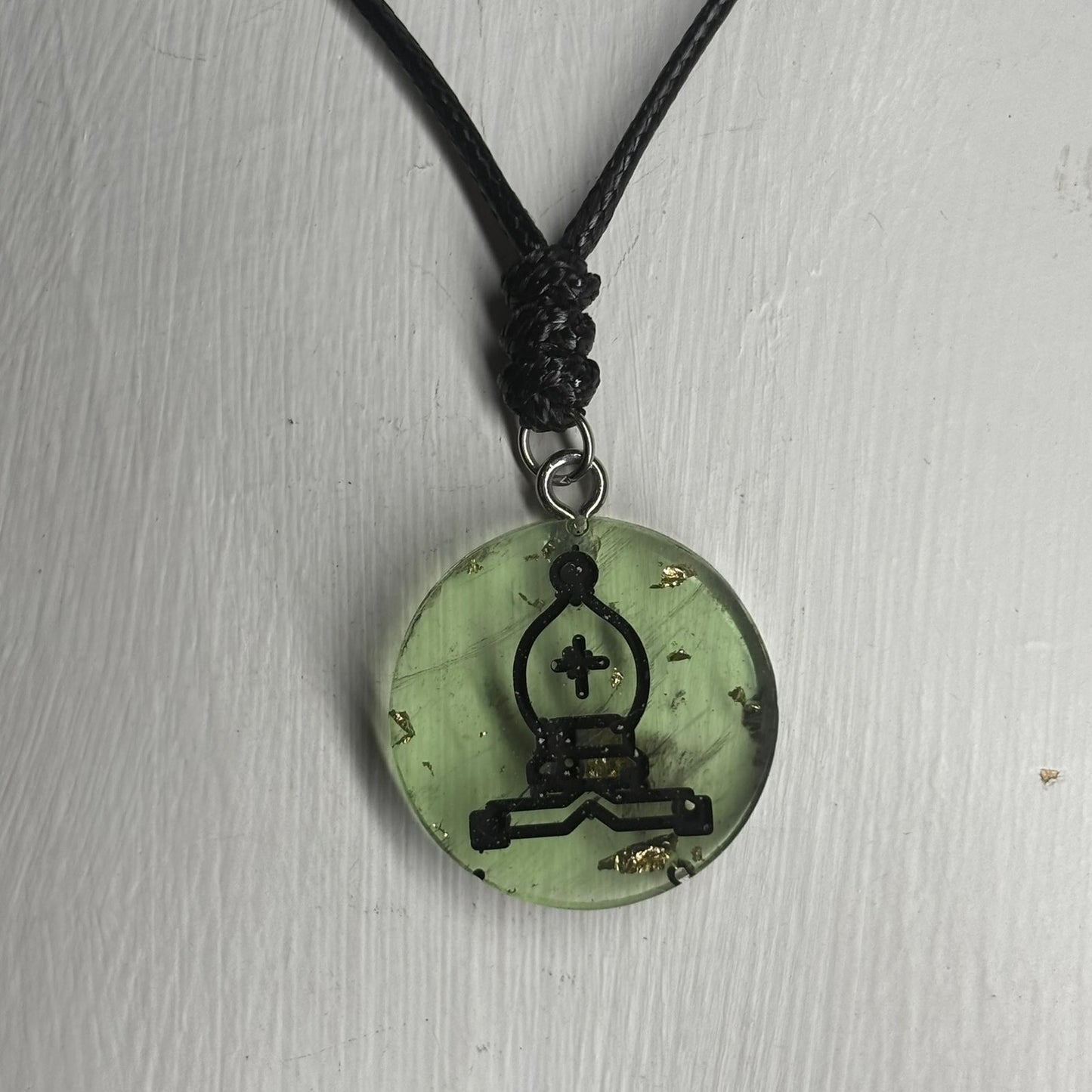 Lime Green Bishop - Handmade Resin Chess Necklace