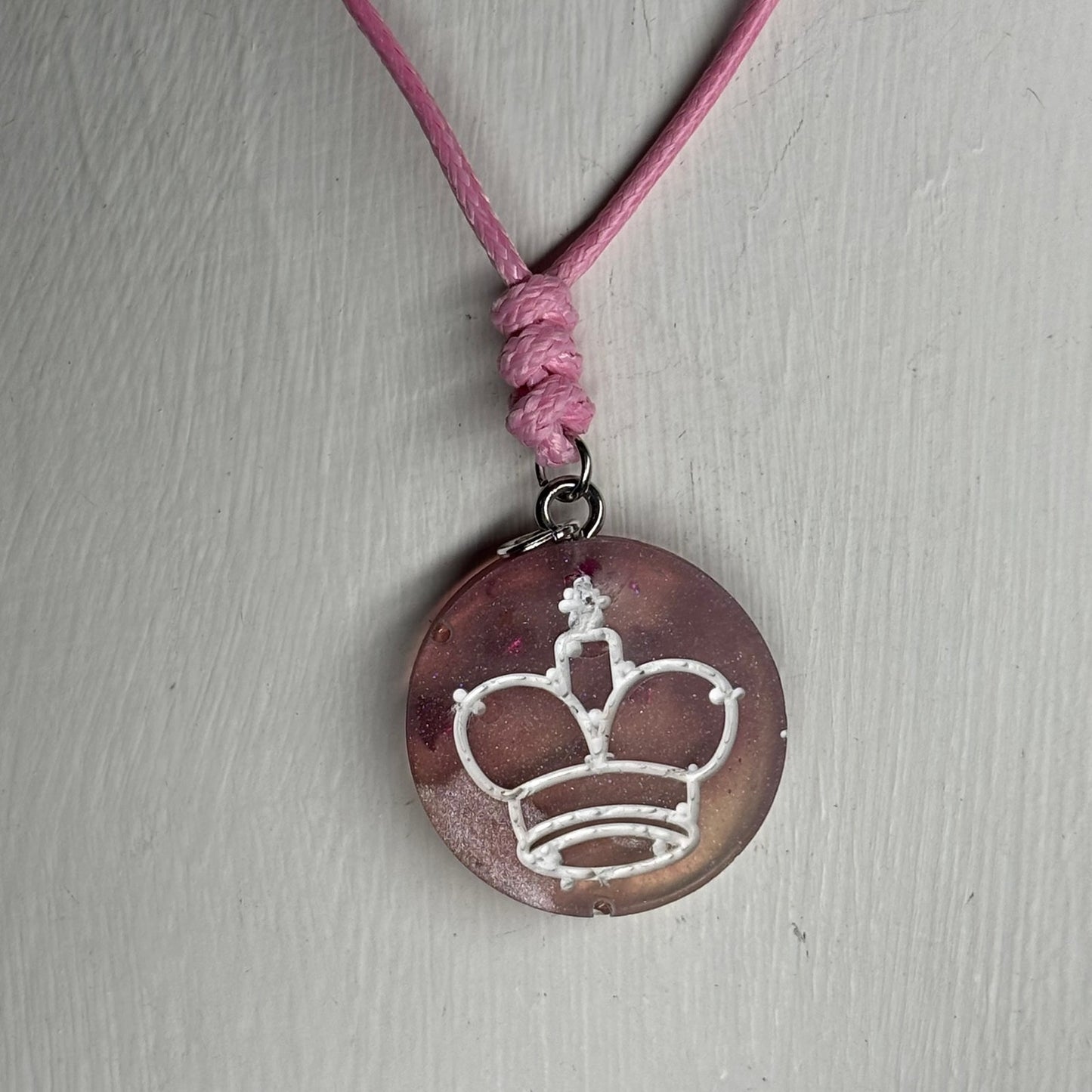 Pink Coffee King - Handmade Resin Chess Necklace