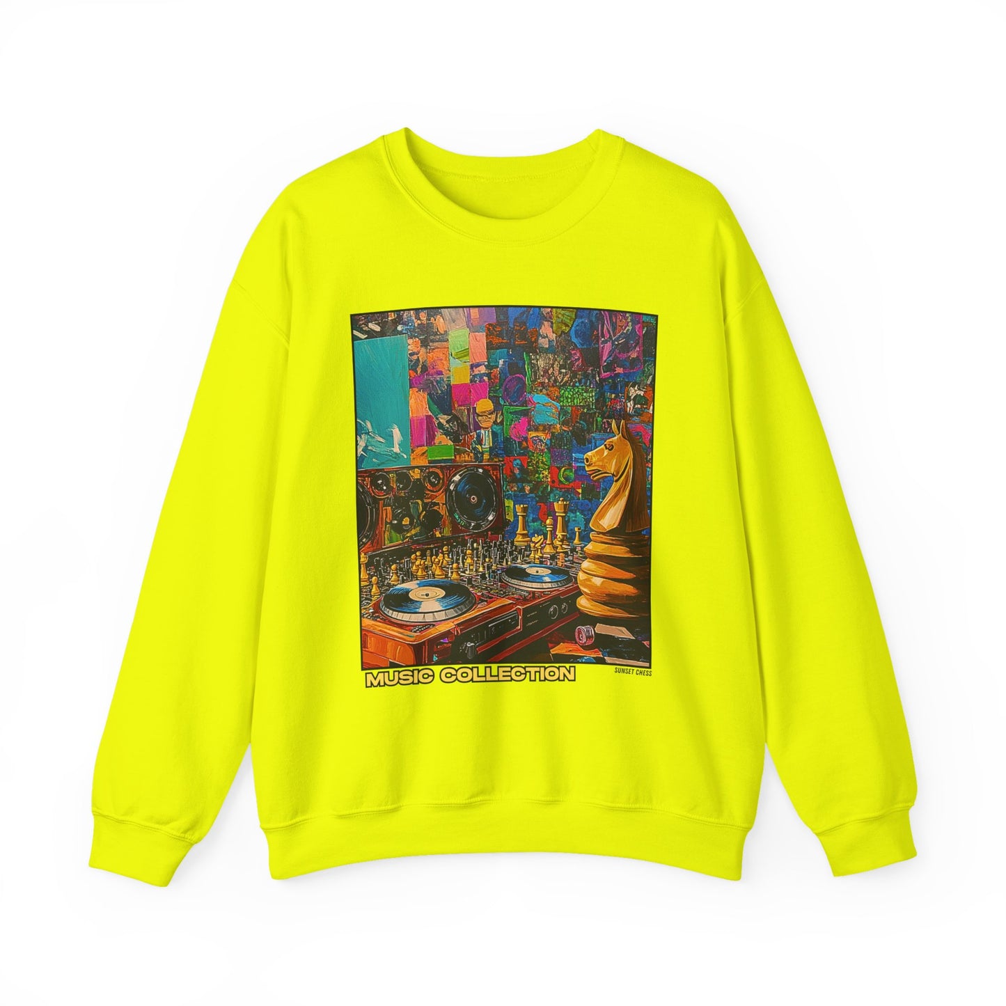 DJ Knight - Neon Green Chess Crewneck Sweater