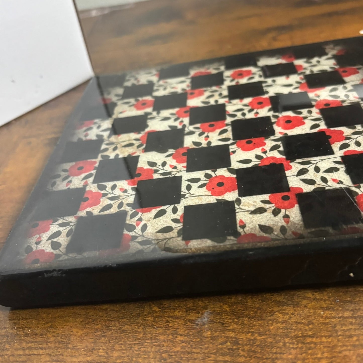 Fancy Flowers - Resin Coated Chess Board