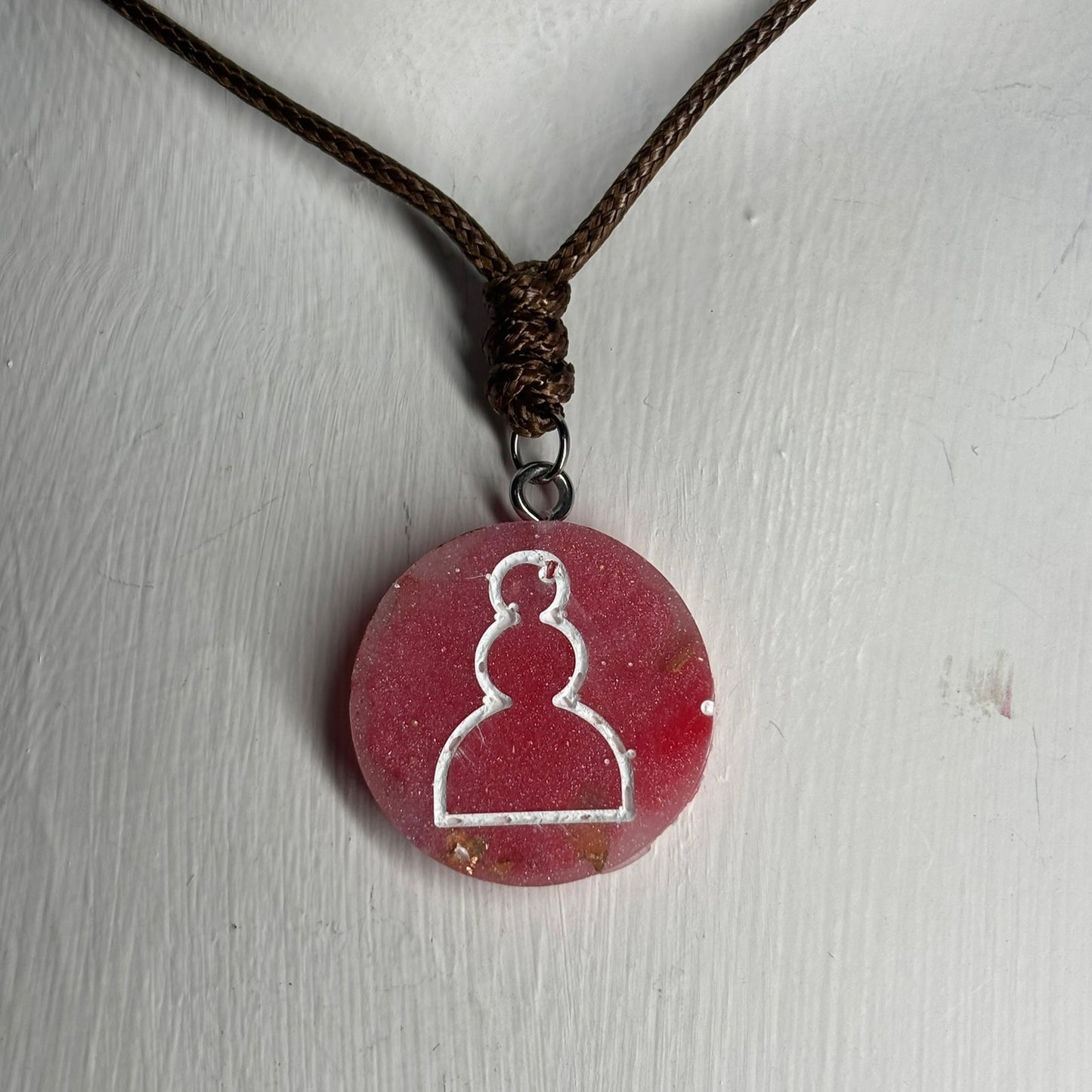 Vintage Red Pawn - Handmade Resin Chess Necklace