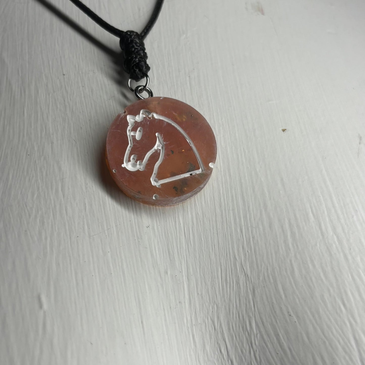 Orange Knight - Handmade Resin Chess Necklace