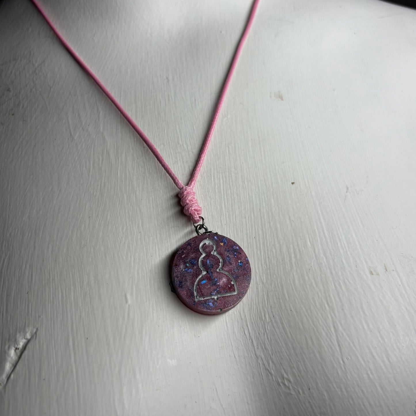 Purple Crystal Pawn - Handmade Resin Chess Necklace