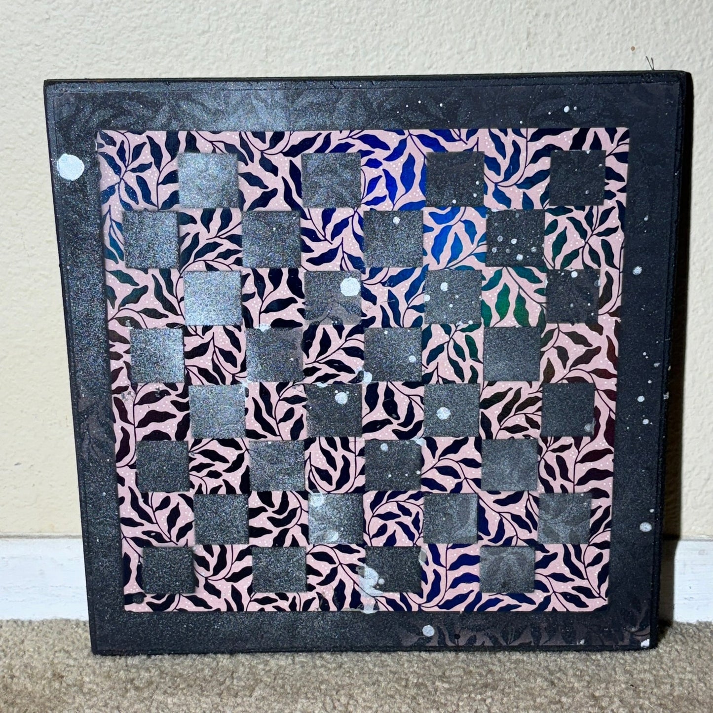 Peach Black Flowers - Scrapbook Chess Board