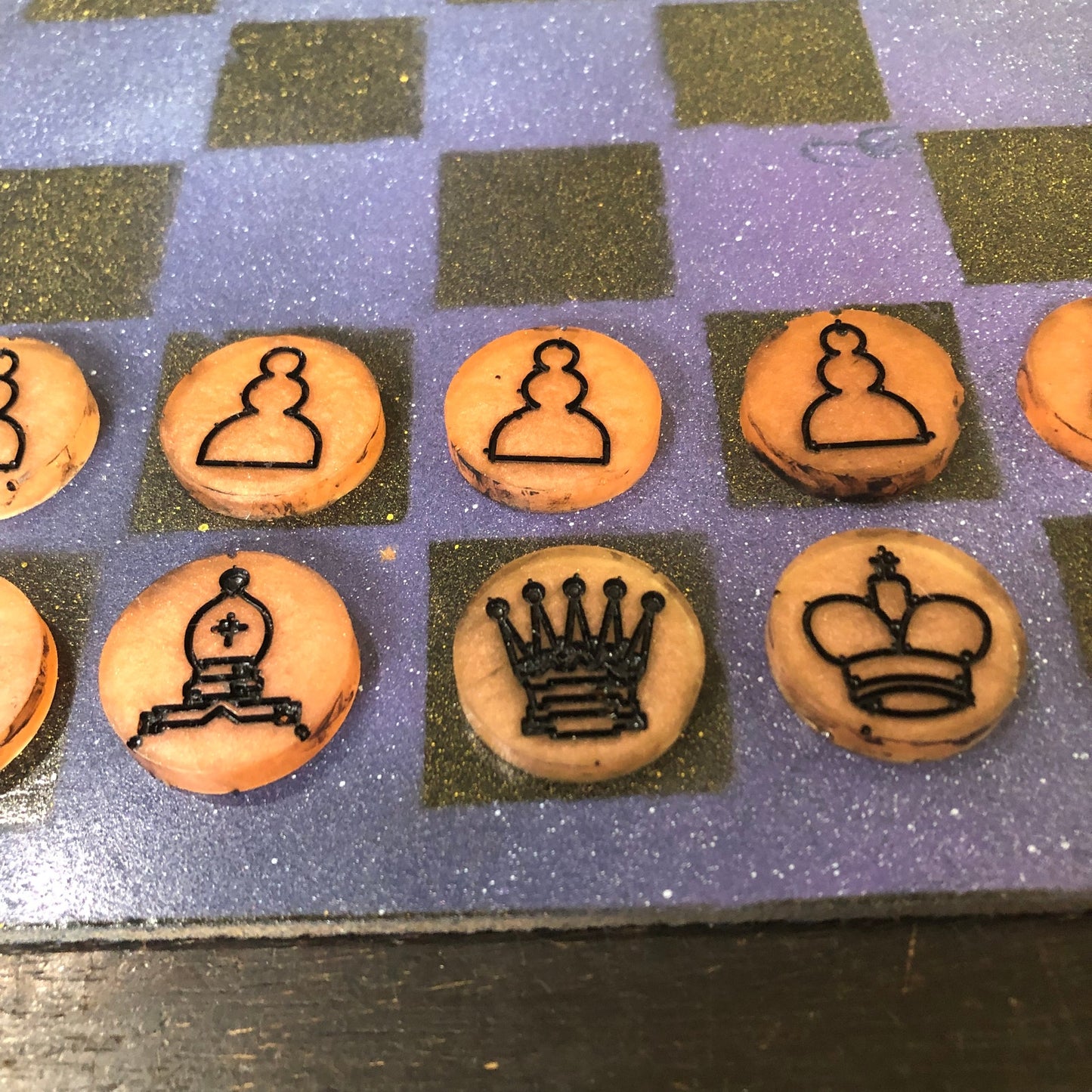 Purple Space - Painted Chess Set