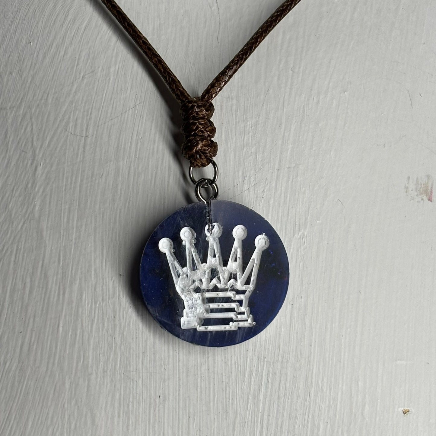 Navy Blue Queen - Handmade Resin Chess Necklace