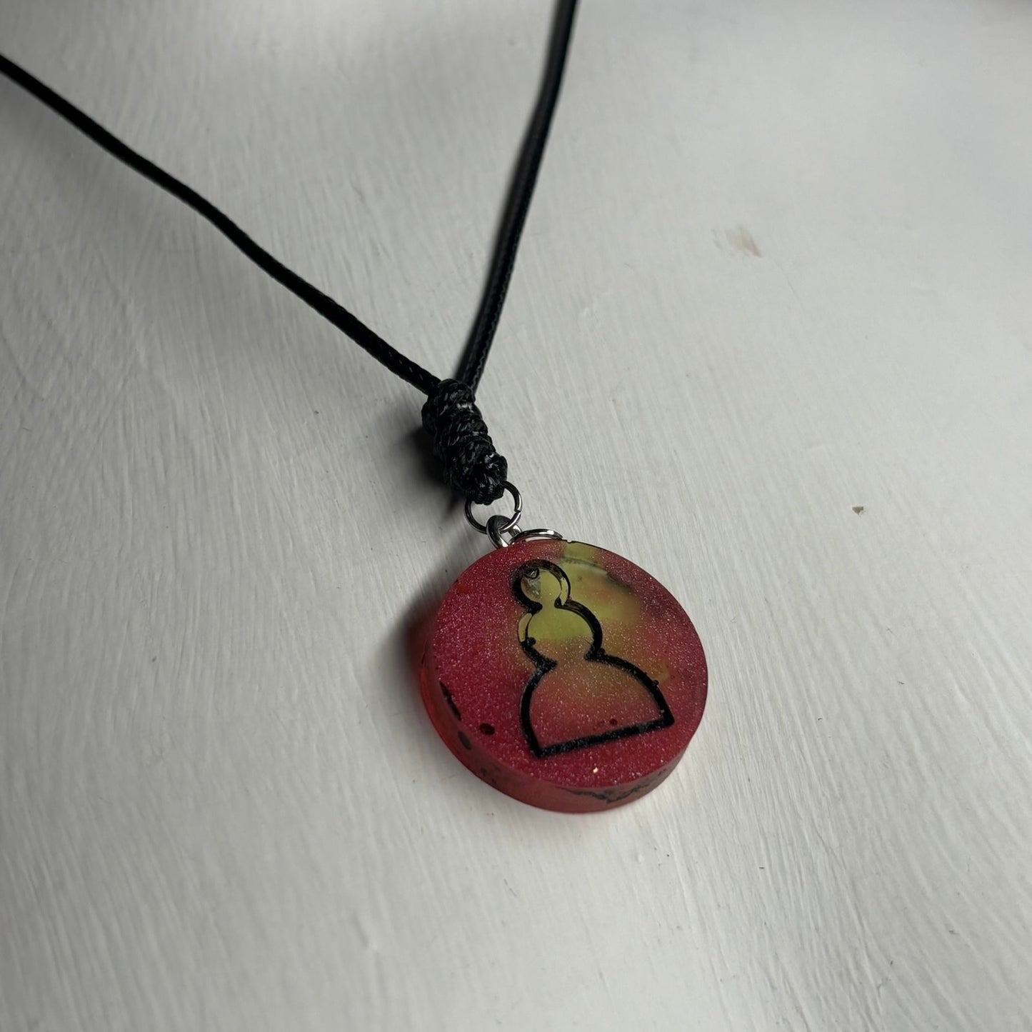 Red Blush Pawn - Handmade Resin Chess Necklace