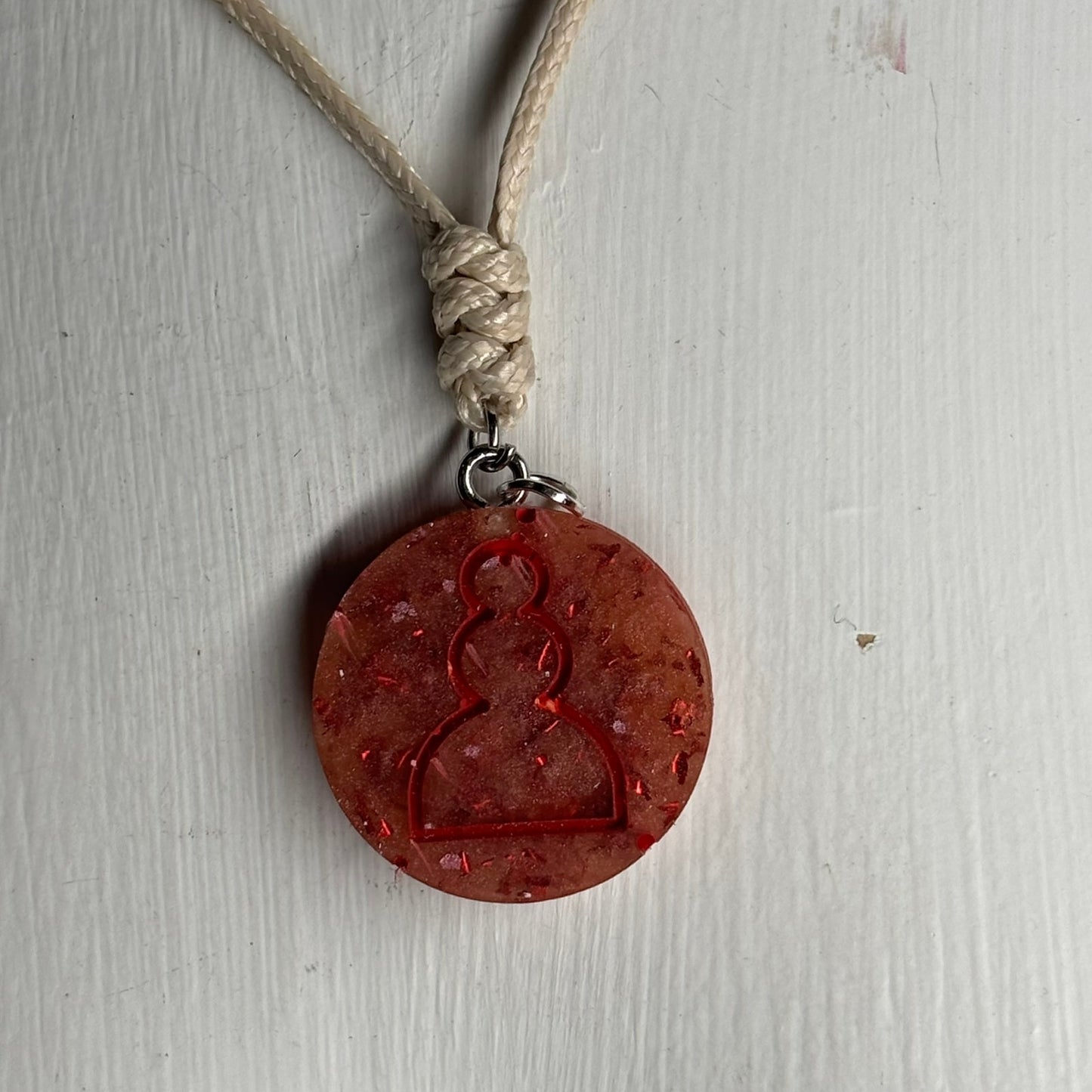 Fire Red Pawn - Handmade Resin Chess Necklace