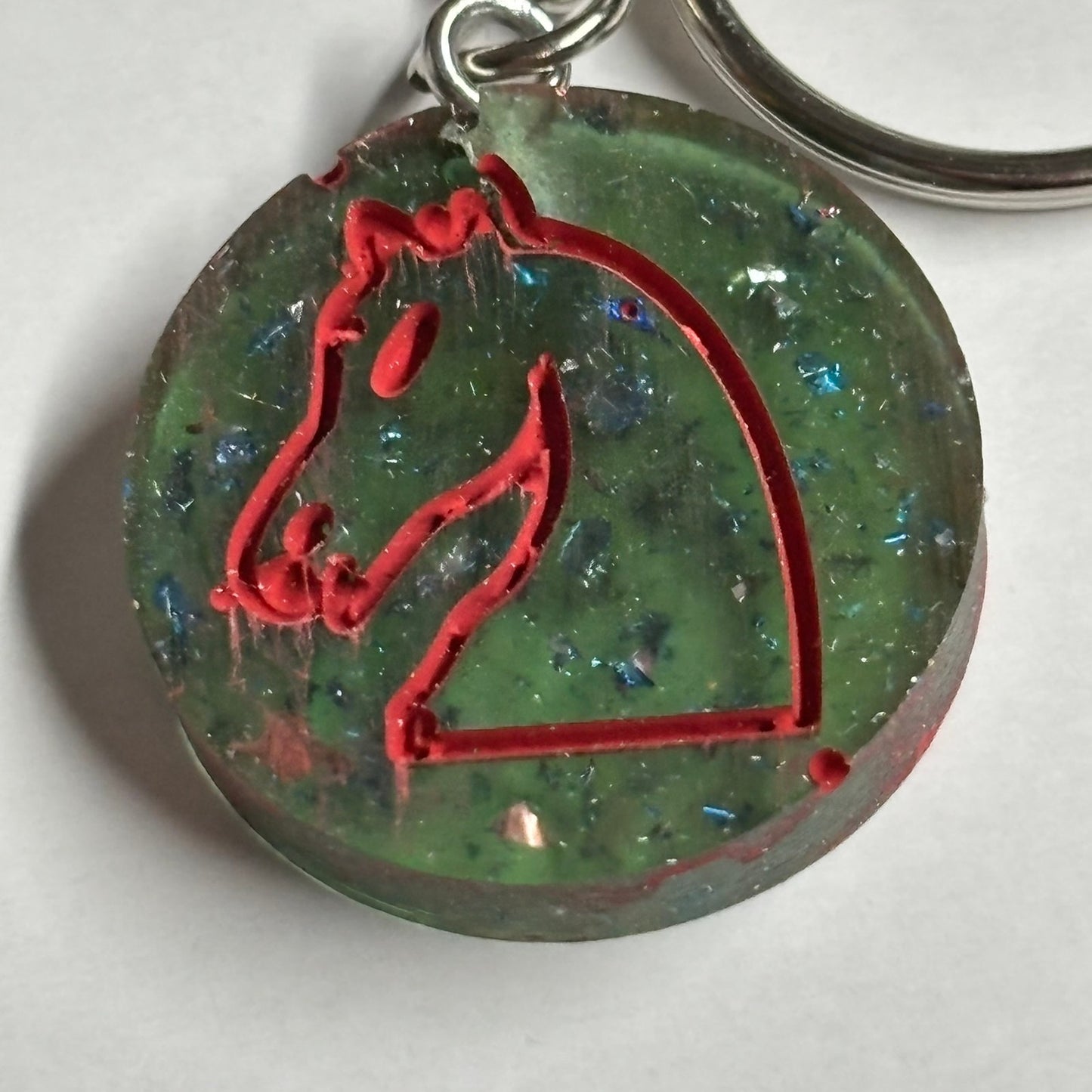 Green Red Knight - Handmade Resin Keychain