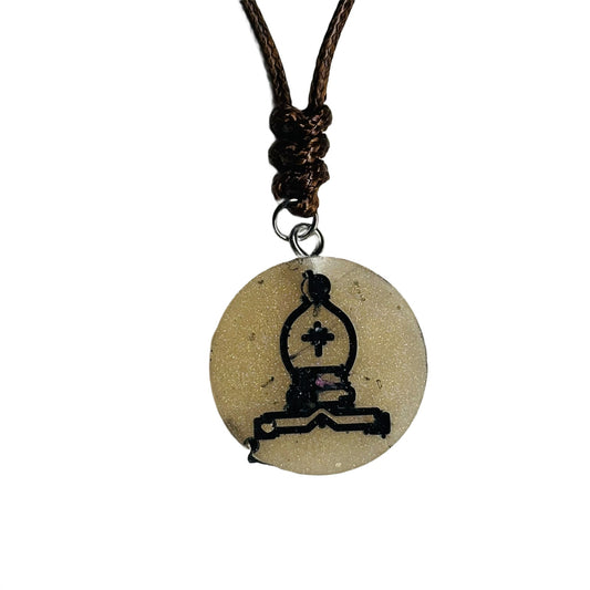 Cream Bishop - Handmade Resin Chess Necklace