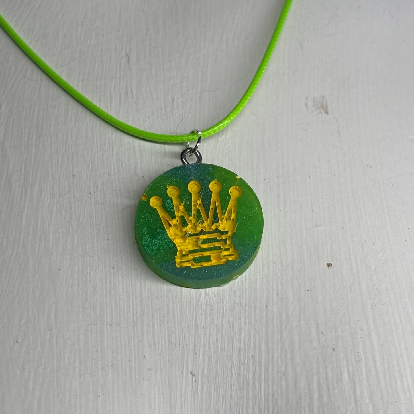 Green Queen - Handmade Resin Chess Necklace