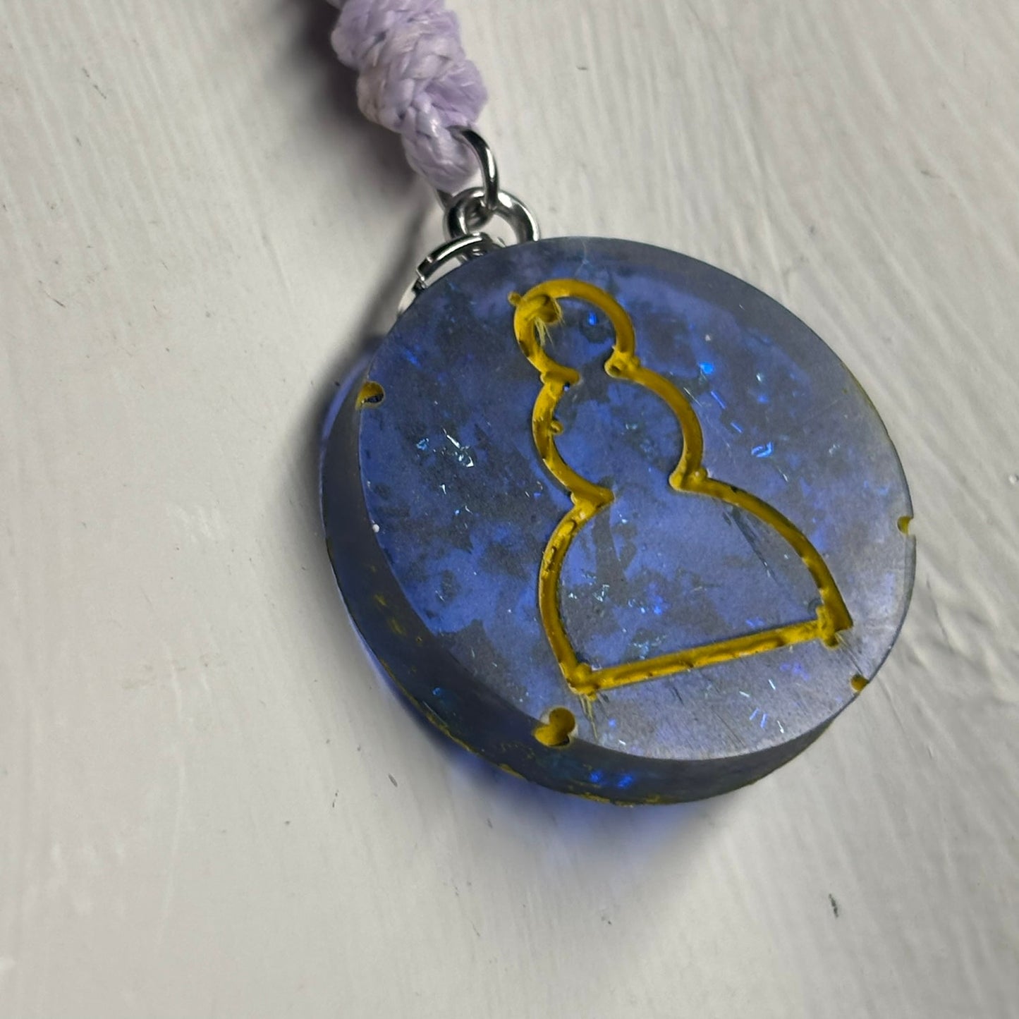 Blue Crystal Pawn - Handmade Resin Chess Necklace