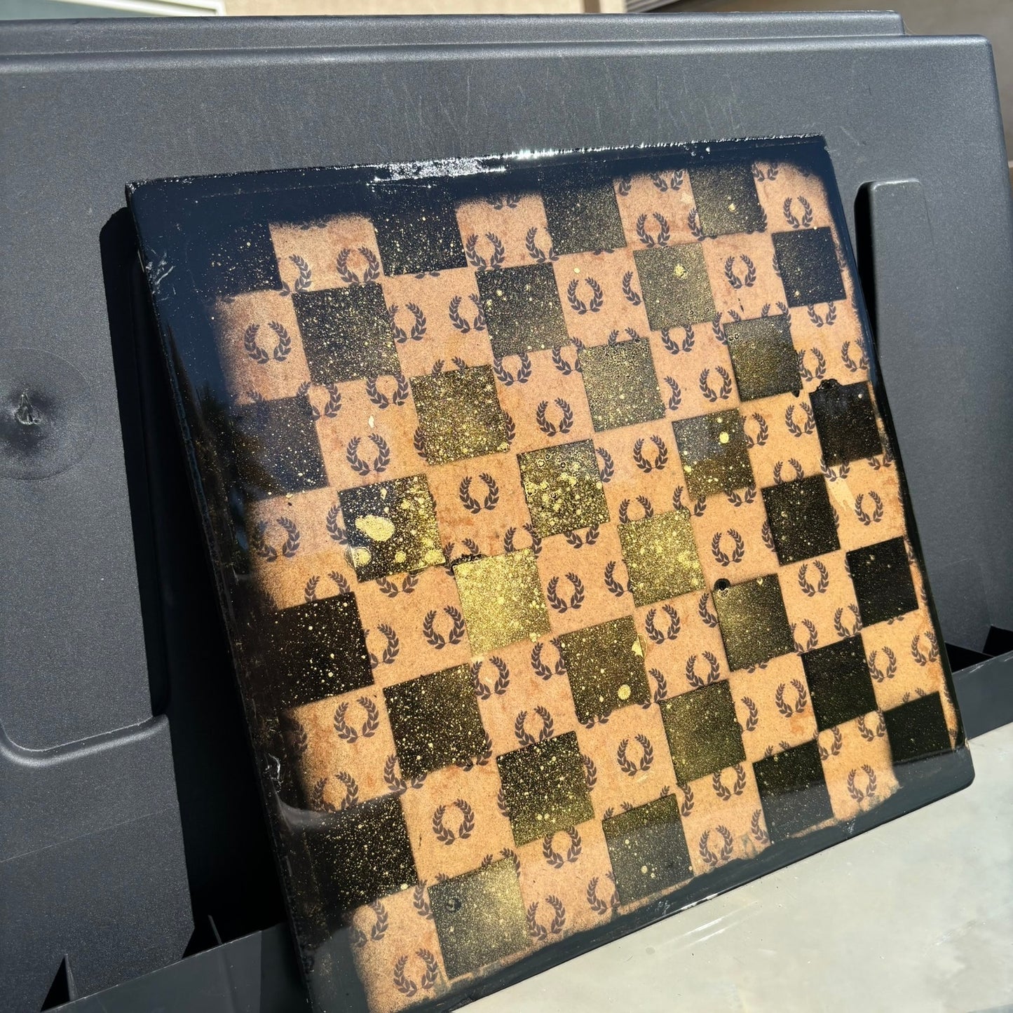Vintage Brown Gold - Resin Coated Chess Board