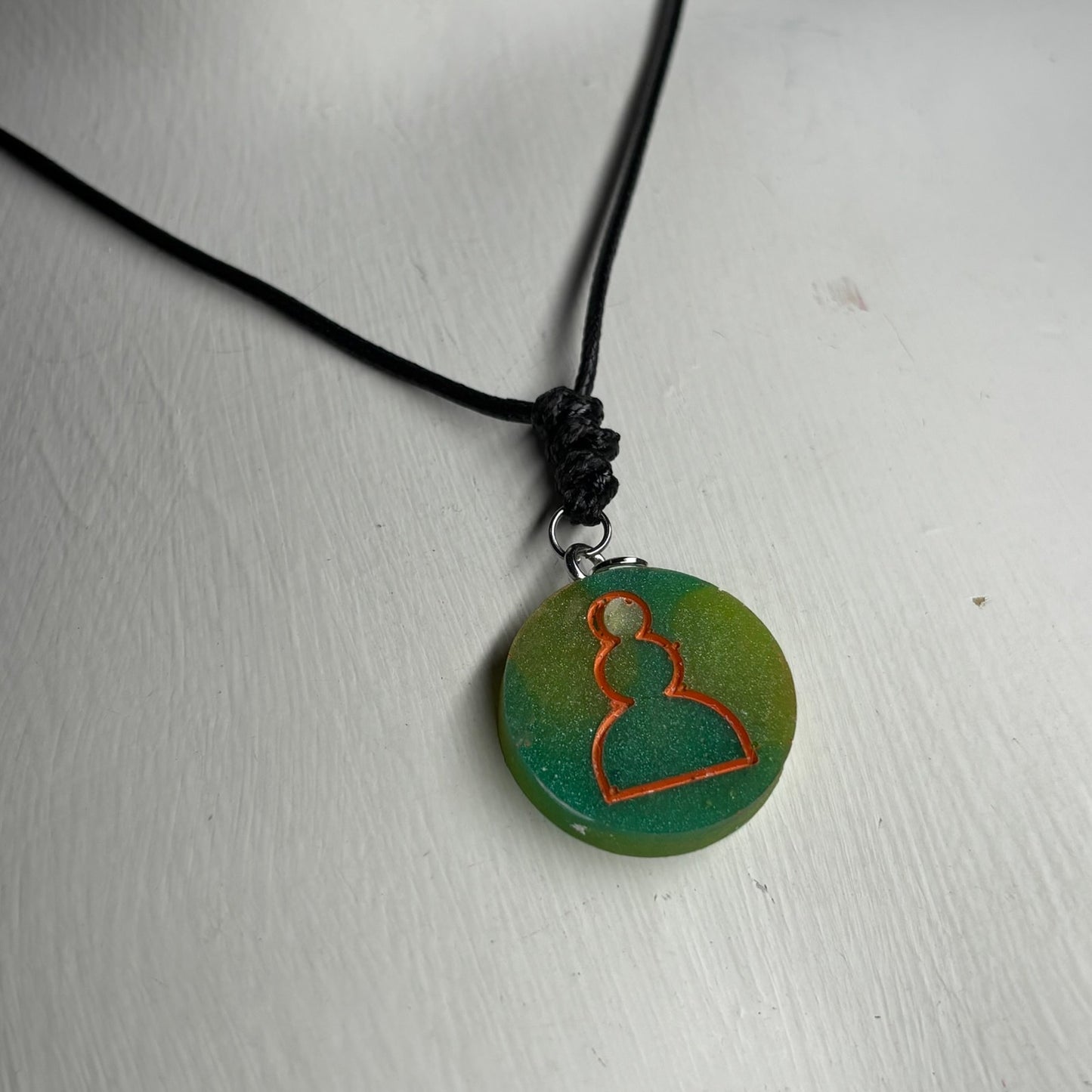 Green Pawn - Handmade Resin Chess Necklace
