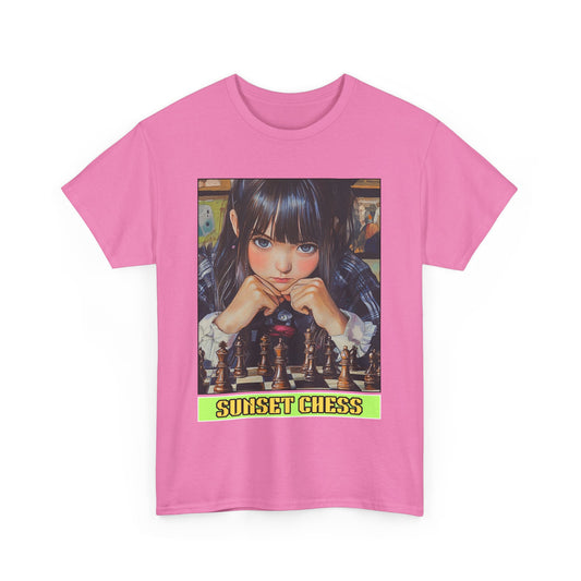 Sunset Chess Anime Girl - Pink Chess T Shirt