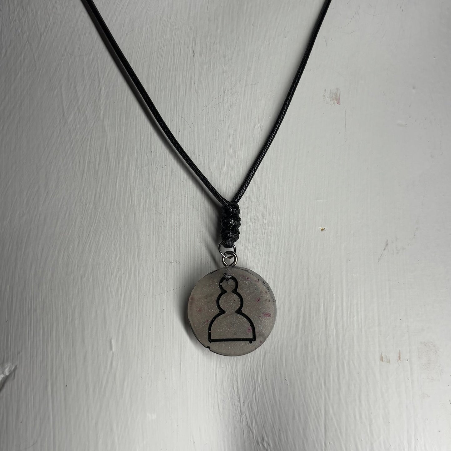 Ice Gray Pawn - Handmade Resin Chess Necklace - Flat Edition