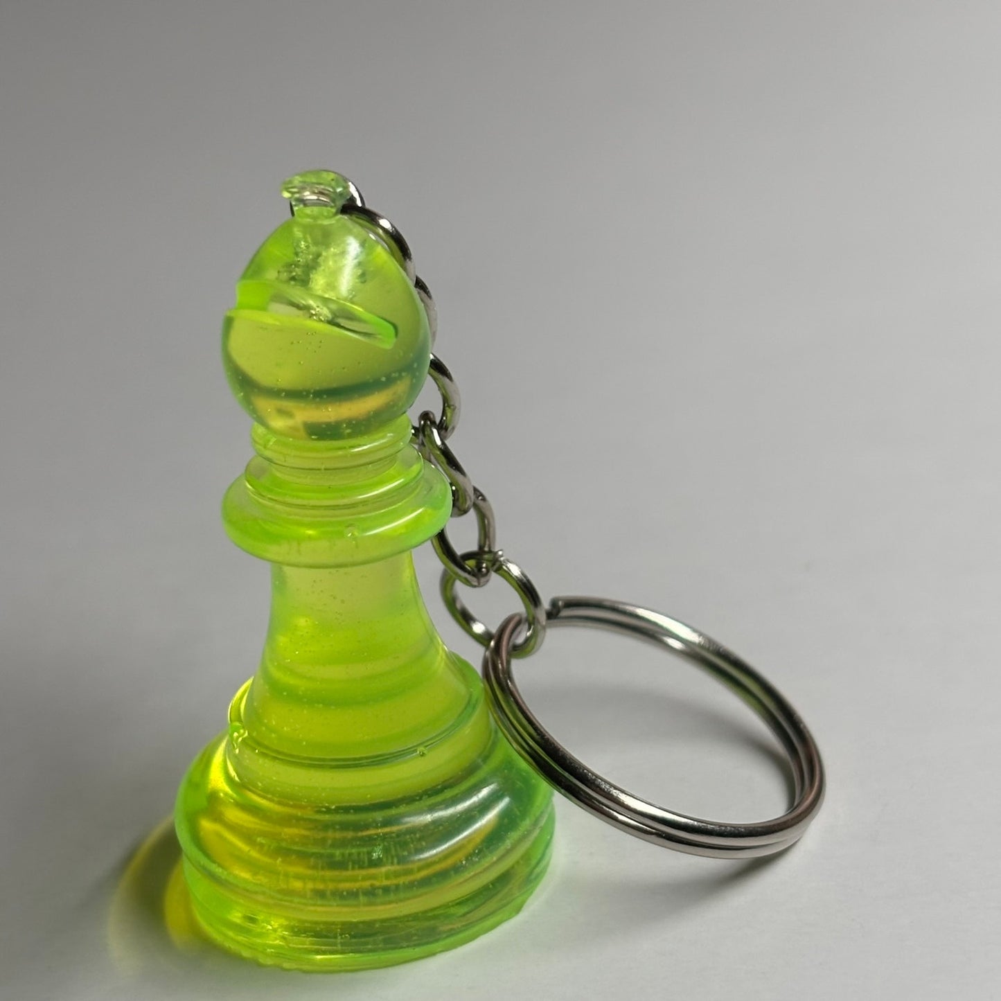 Lime Green Translucent Bishop - Handmade Resin Keychain
