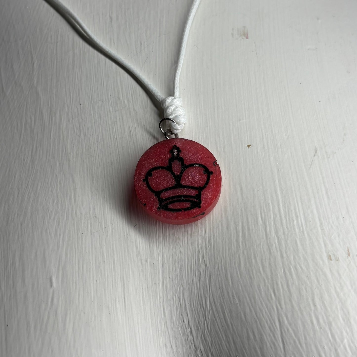 Cherry Red King - Handmade Resin Chess Necklace