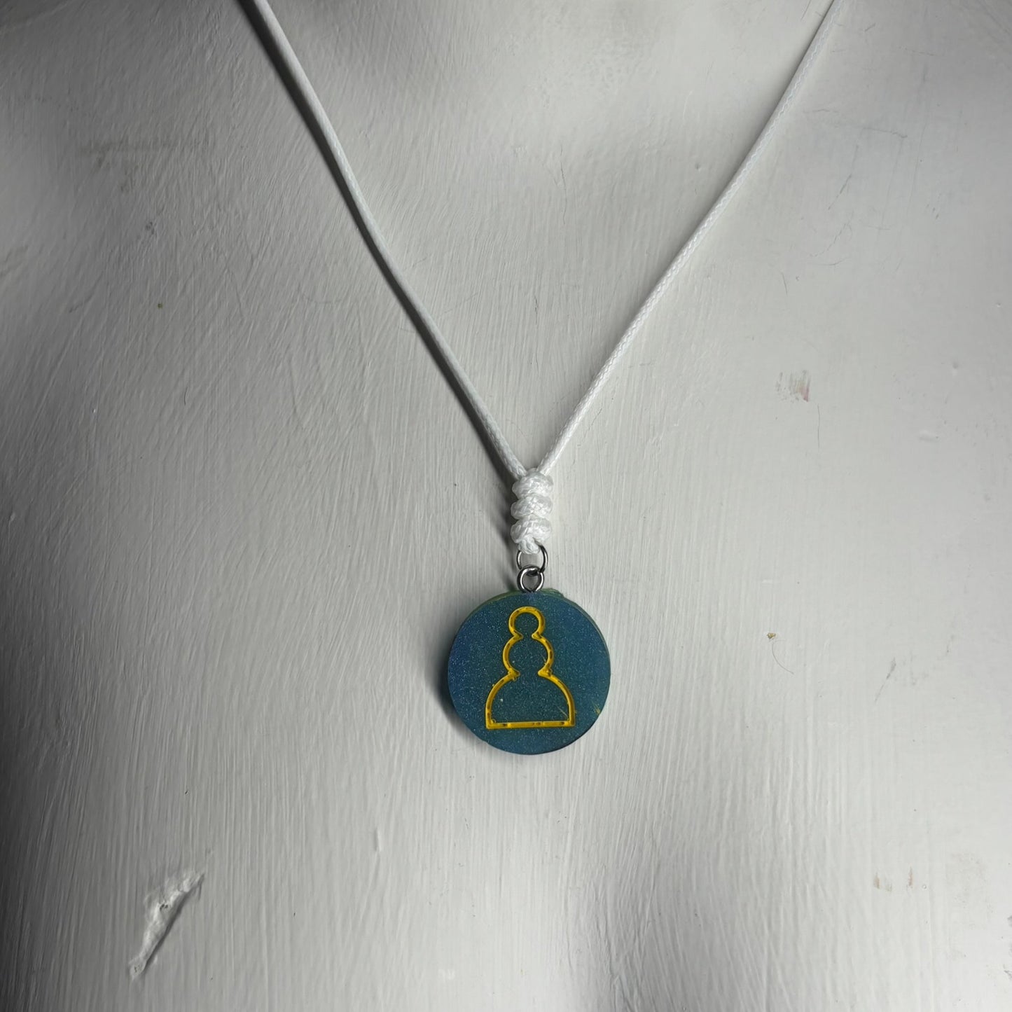 Blue/Green Pawn - Handmade Resin Chess Necklace