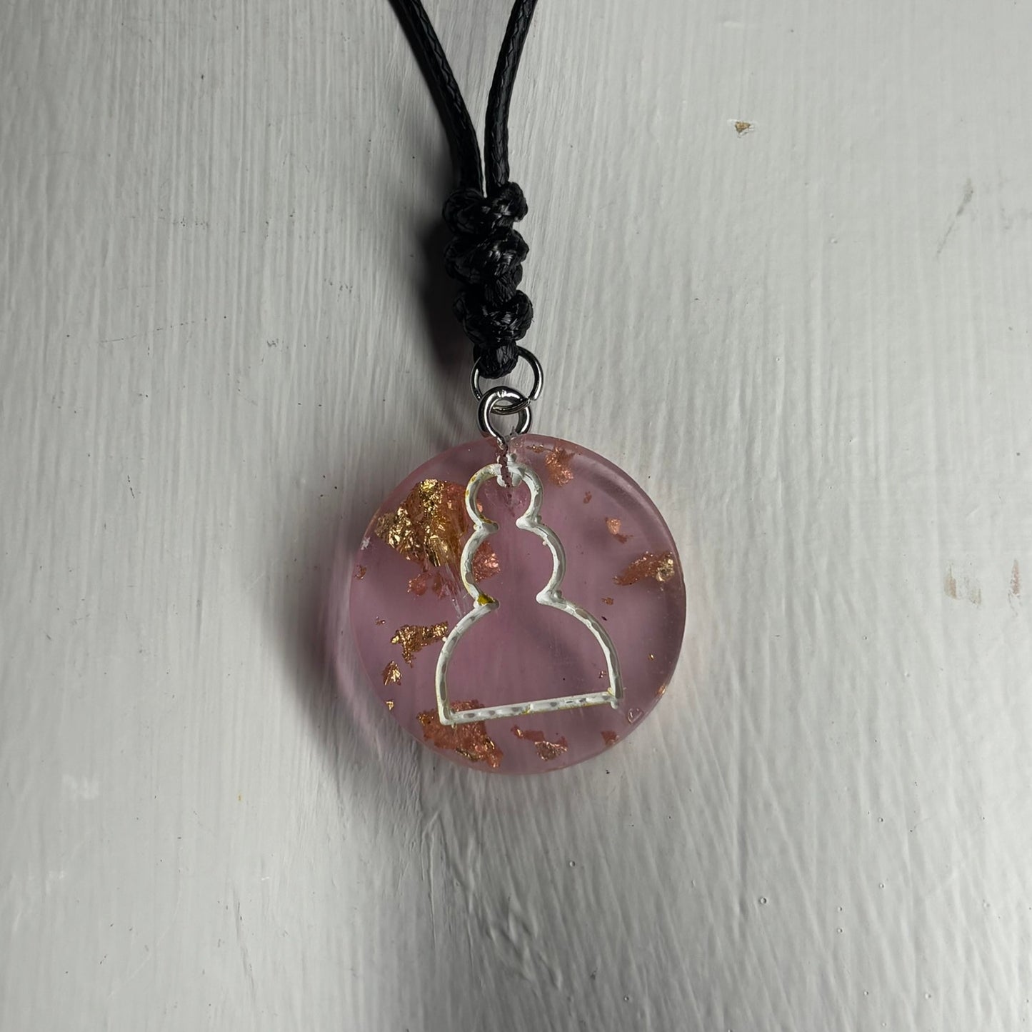 Crystal Pink Pawn - Handmade Resin Chess Necklace