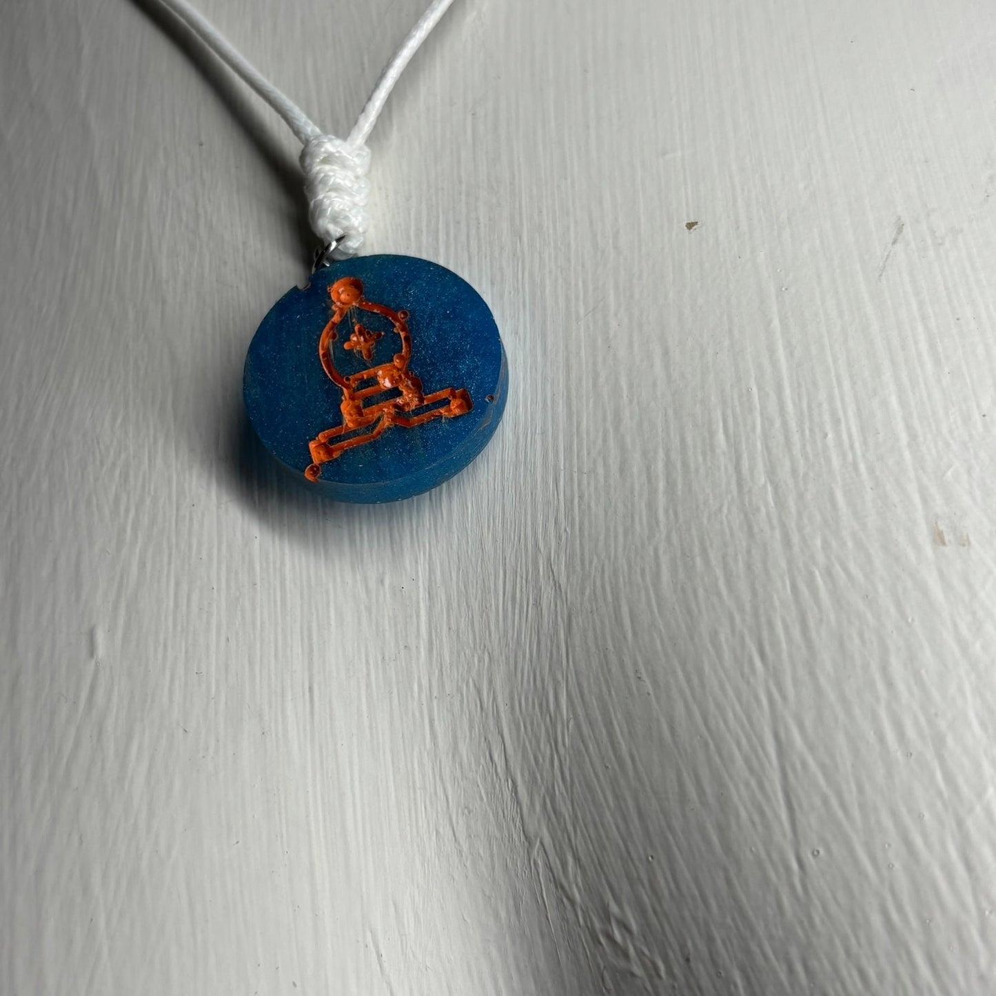 Orange Blue Bishop - Handmade Resin Chess Necklace
